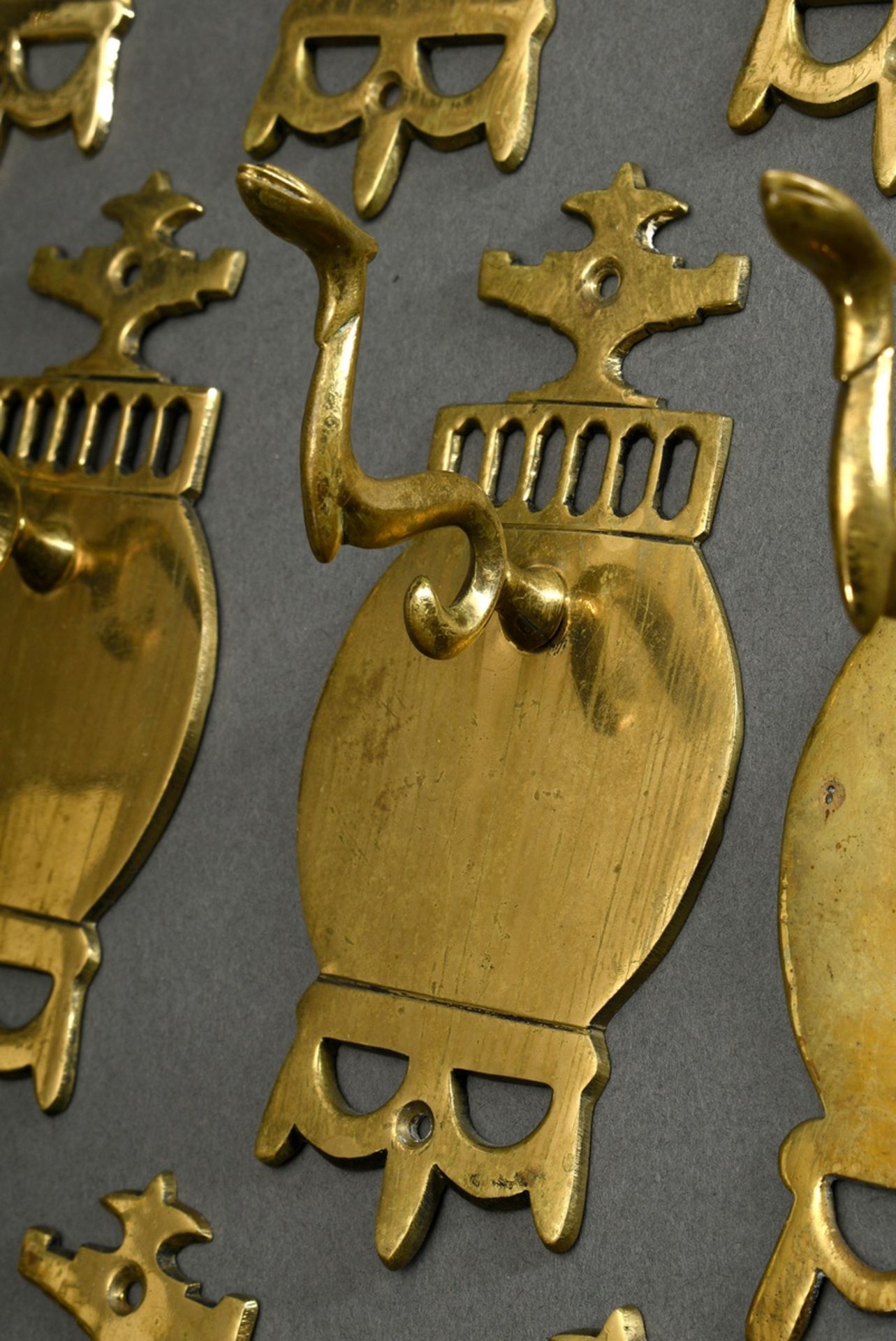 10 North German Empire fittings "Vases", converted as coat hooks, 15x6,5cm - Image 3 of 3