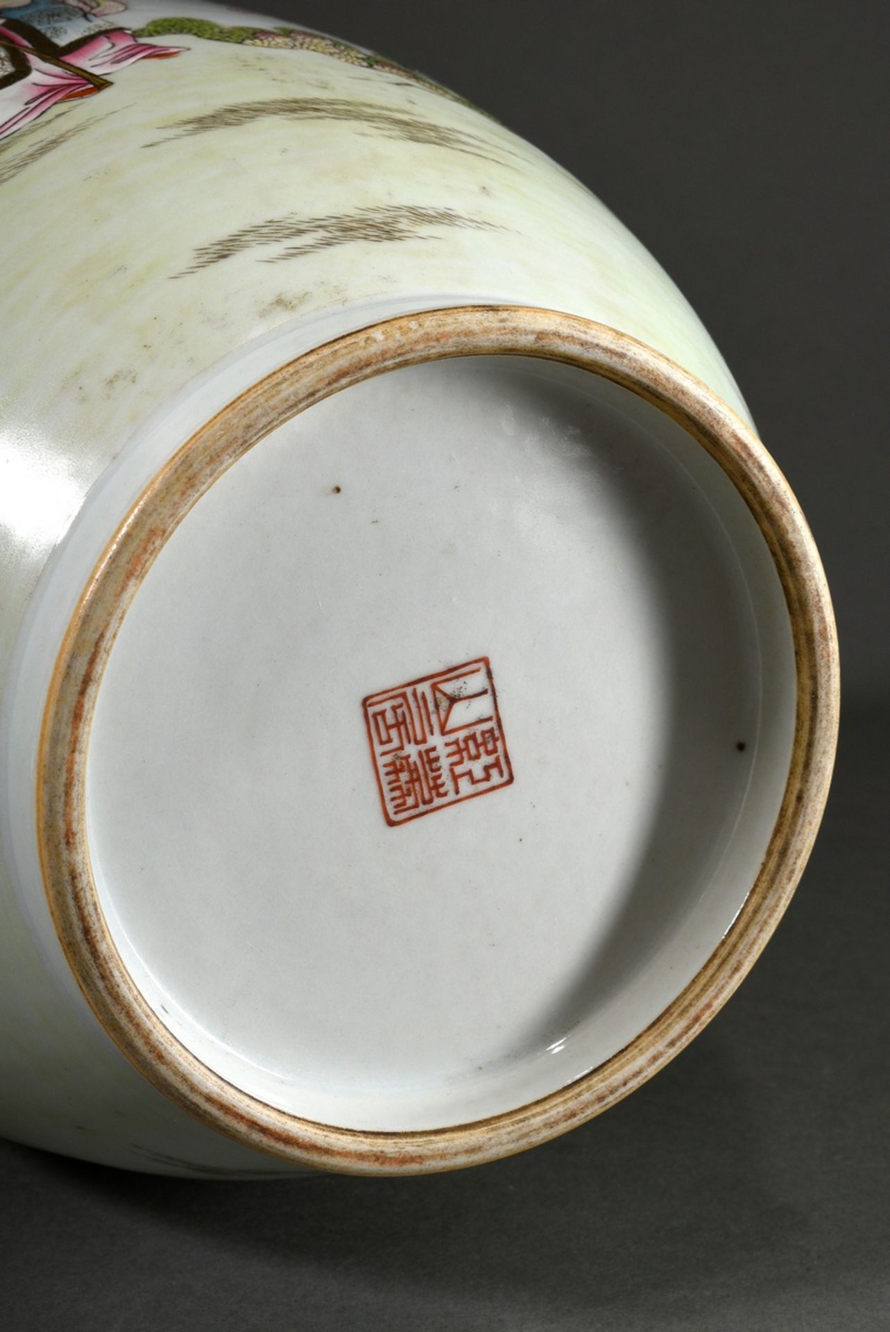 Baluster vase with fine polychrome painting "Eight Luohan", apocryphal seal mark "Mountain of the R - Image 6 of 9