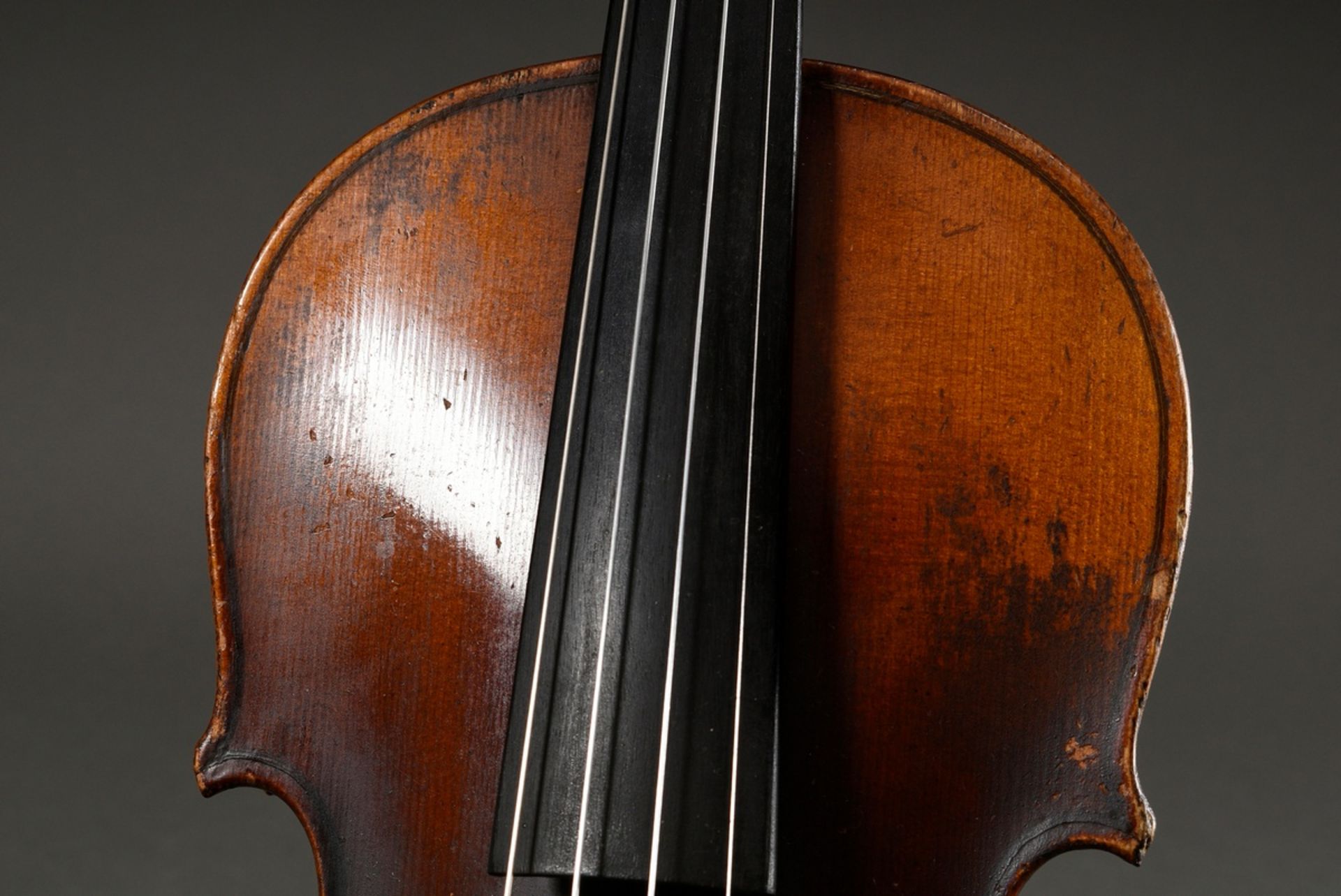 German violin, 1st half of the 20th century, split back, without facsimile label, sound post is sta - Image 11 of 17