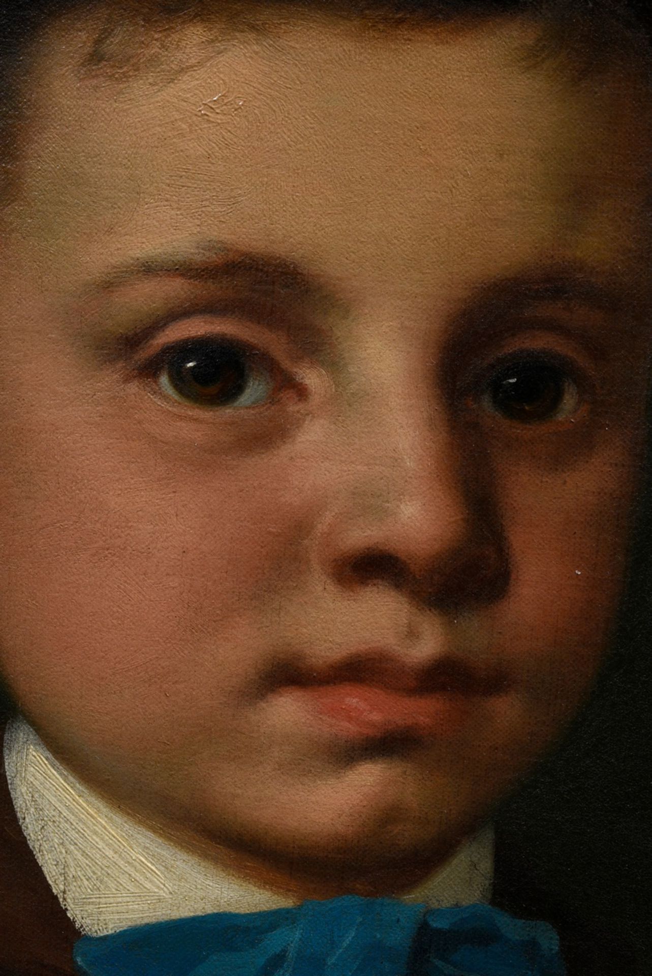 Unknown portraitist of the 19th c. (E. Maufionni?) "Portrait of a youth Pierino Legnazzi" 1875, oil - Image 3 of 5