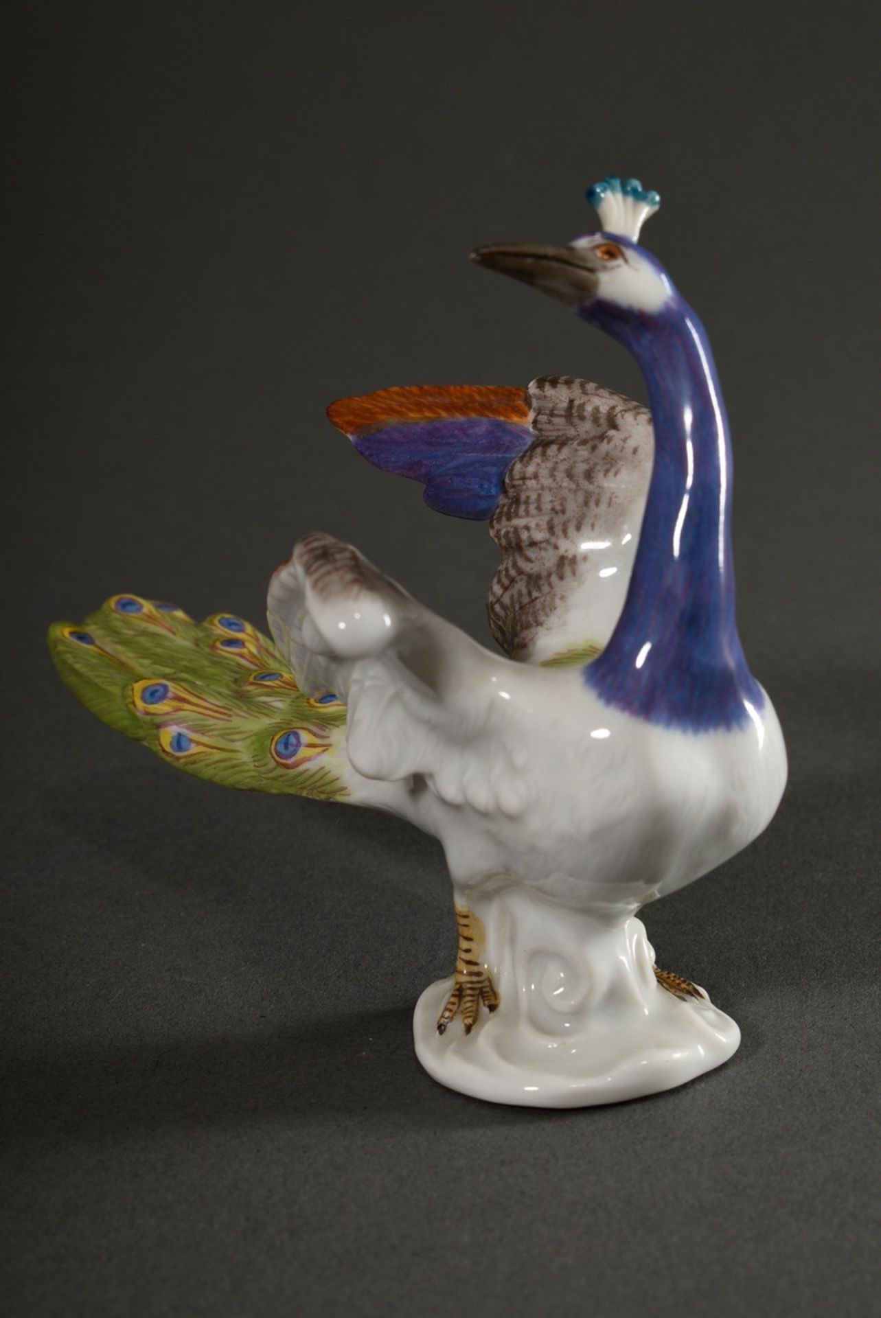 Small Meissen figure "Peacock", polychrome painted, model no.: 7719, form no.: 95, year: 1978, 9x11 - Image 5 of 8