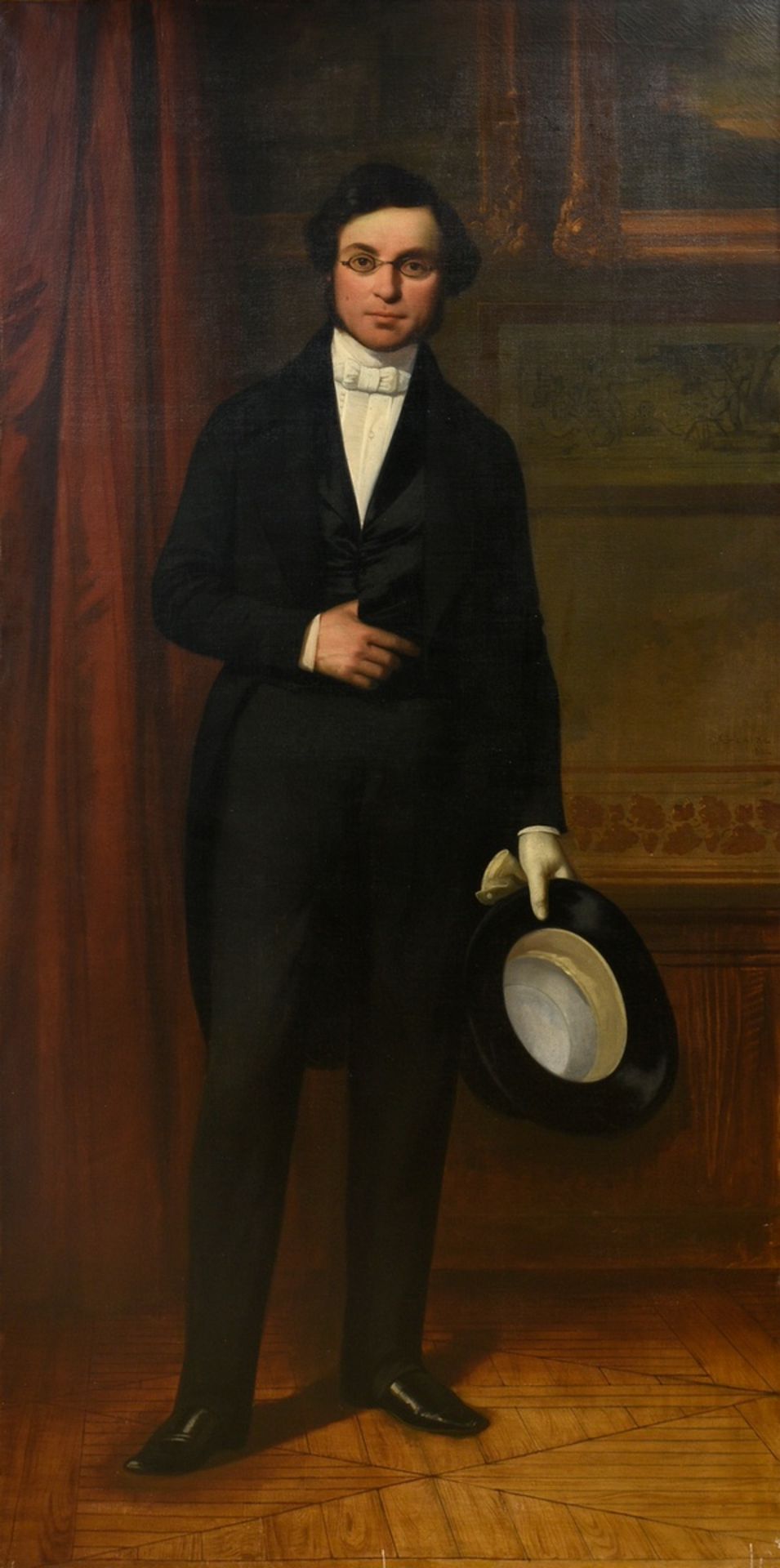 Glaize, Auguste Barthélémy (1807-1893) "Full-length Portrait of a Young Man with Glasses" 1842, oil