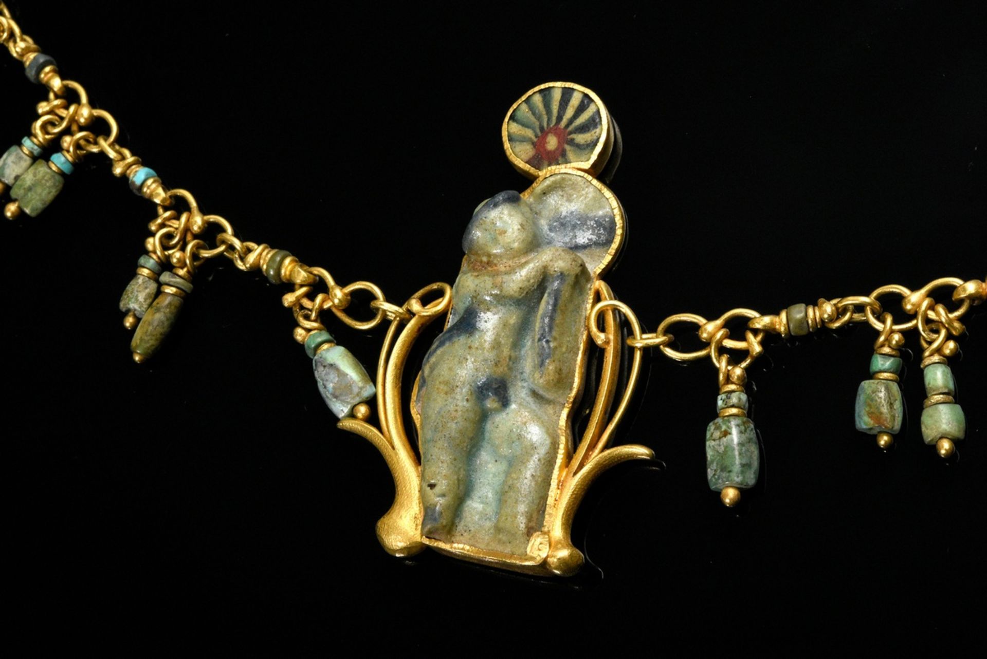 Skoluda, Wolfgang (*1939) Yellow gold 917 Necklace with yellow gold 750 clasp, Afghan turquoise bea - Image 2 of 4