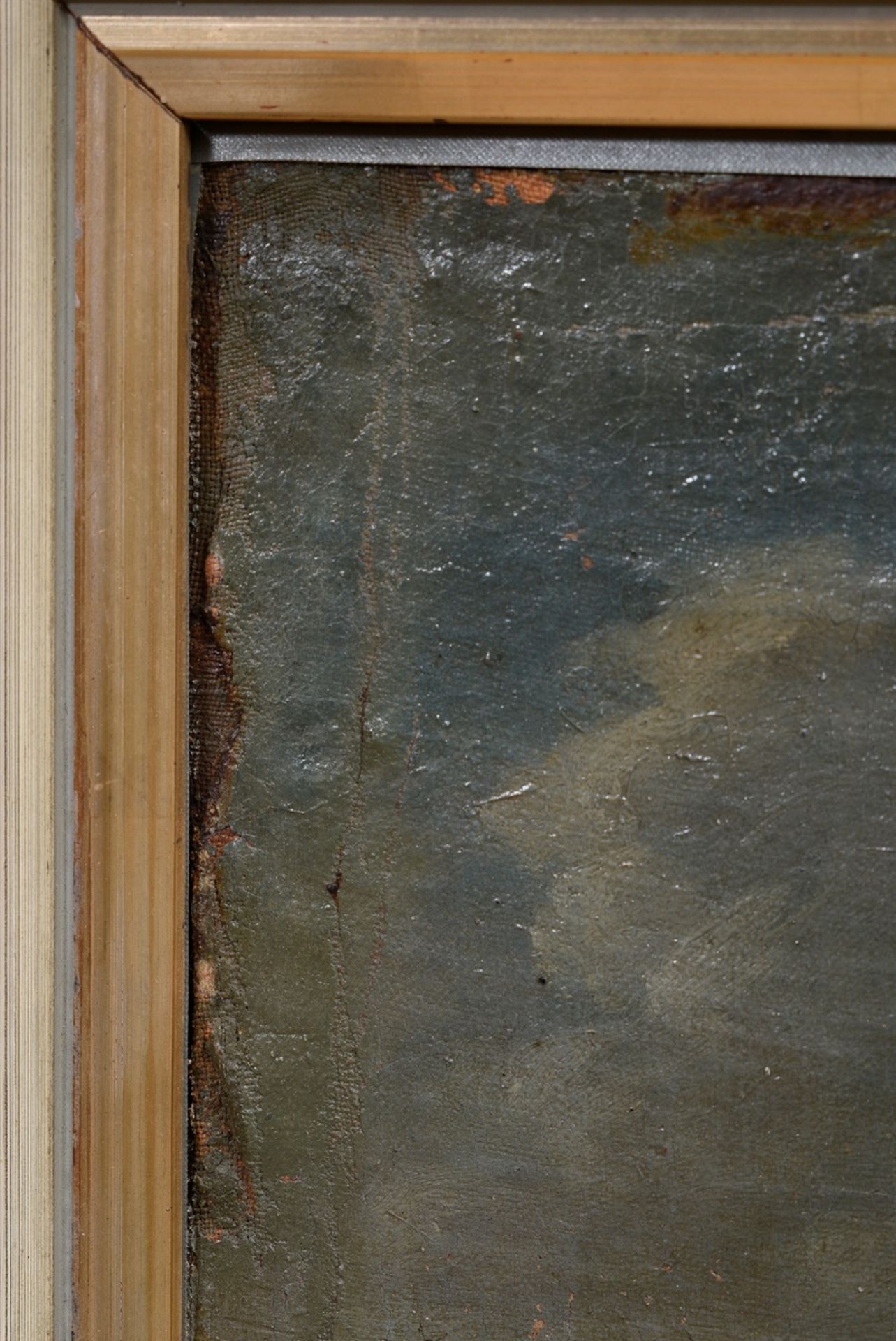 Unbekannter Maler des 19.Jh. "Jagdbeute Fuchs und Hase", Öl/Leinwand doubliert, 71,5x84cm (m.R. 86, - Bild 6 aus 8