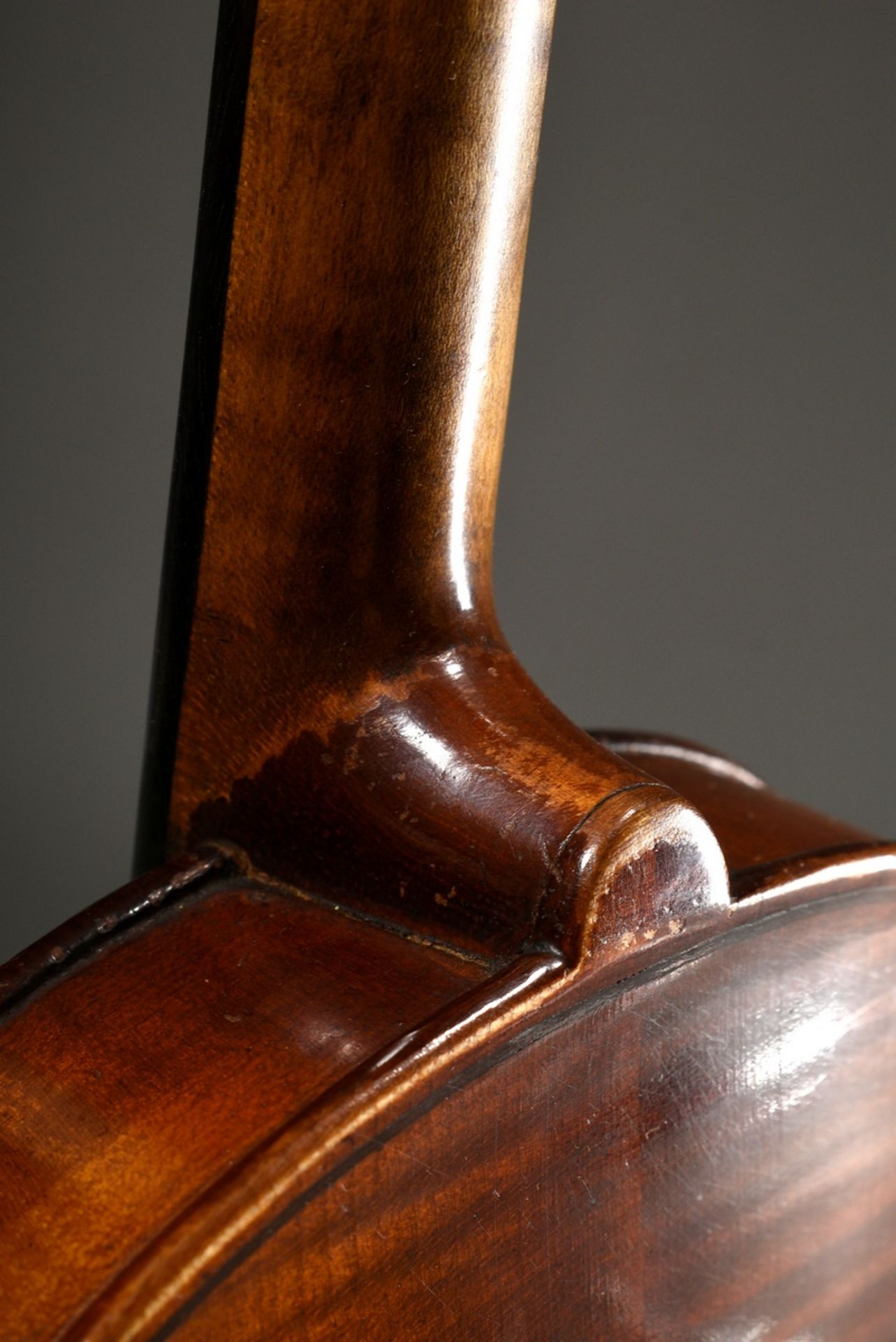 German violin, 1st half of the 20th century, split back, without facsimile label, sound post is sta - Image 9 of 17