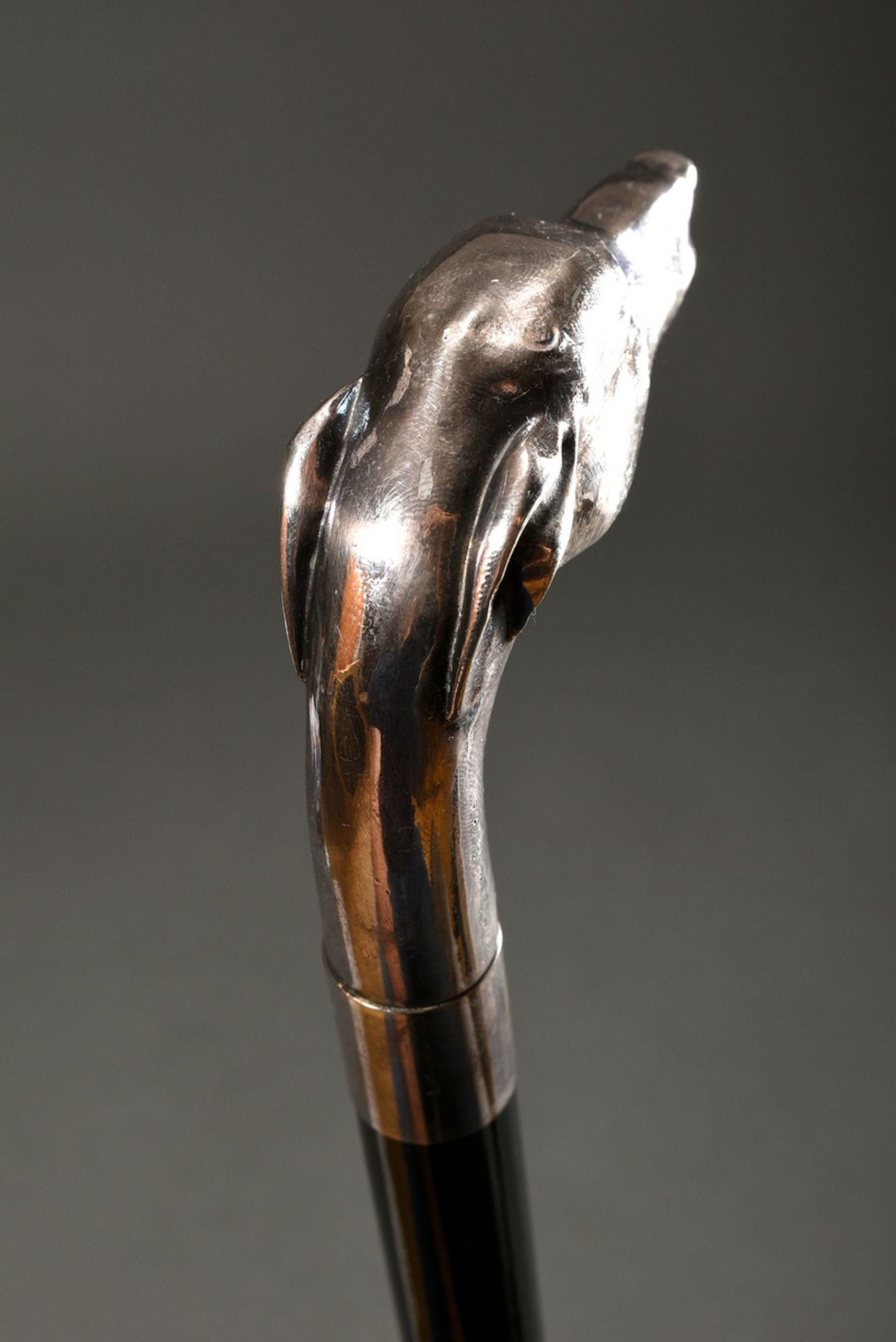 Walking stick with silver 925 handle "Greyhound", size 10 (h. 93cm) - Image 5 of 5