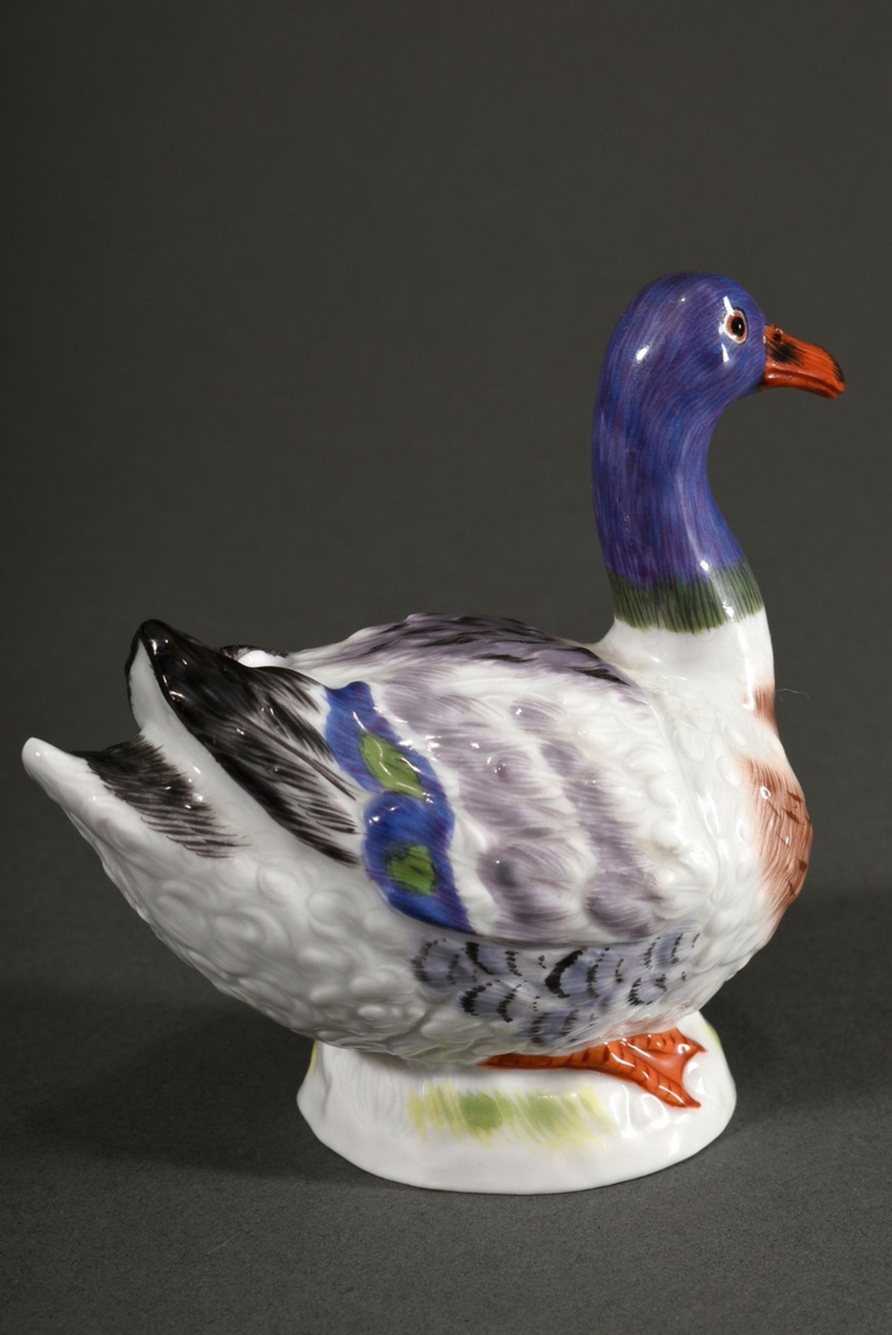 Small polychrome painted Meissen figurine "Duck", design Johann Joachim Kändler, executed 20th cent - Image 3 of 4