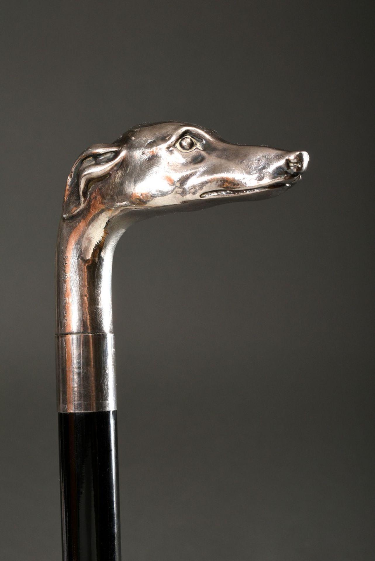 Walking stick with silver 925 handle "Greyhound", size 10 (h. 93cm) - Image 4 of 5