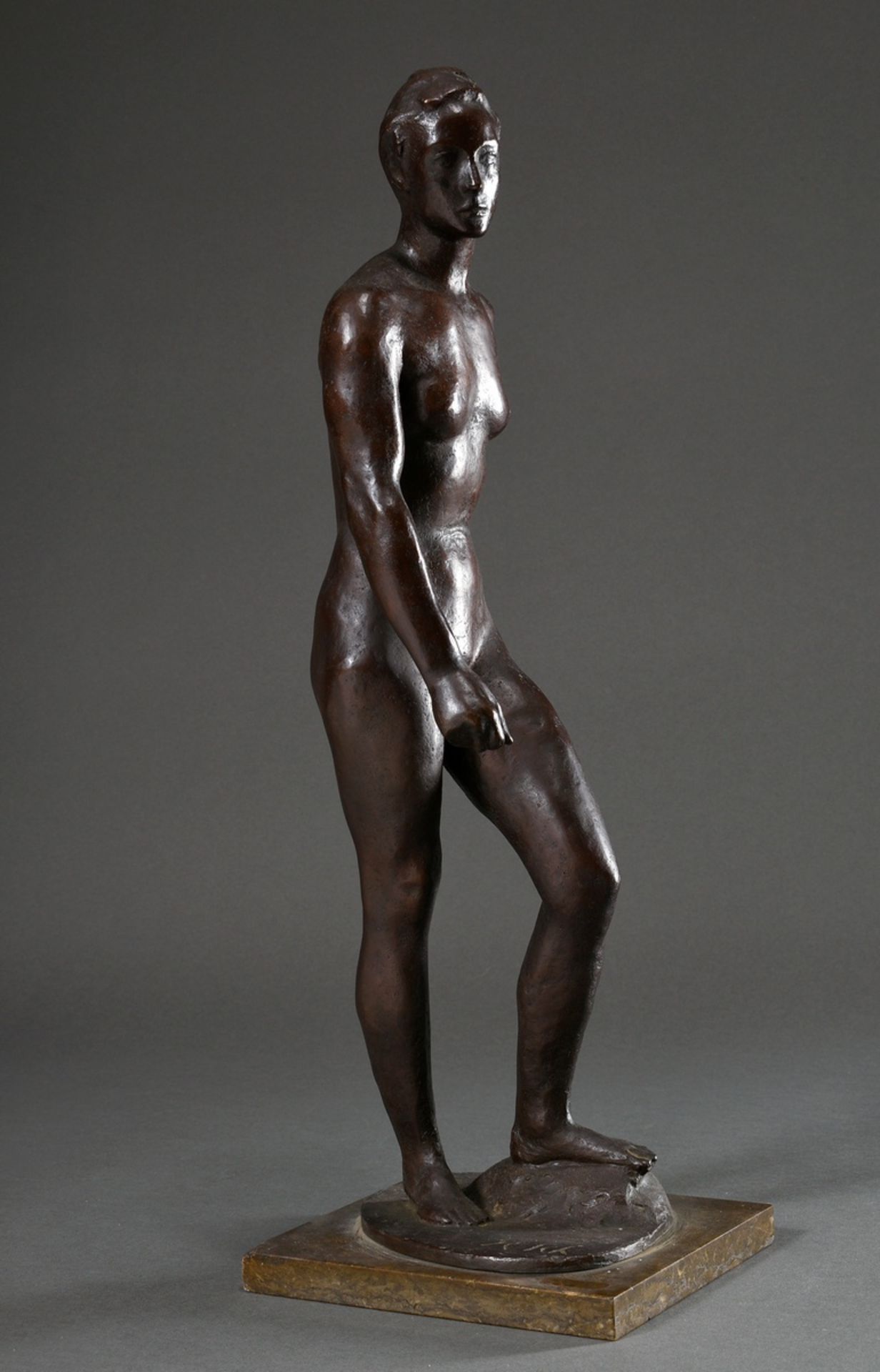 Scheibe, Richard (1879-1964) "Ascending" 1945, bronze, dark patina, with marble base, sign. on the 