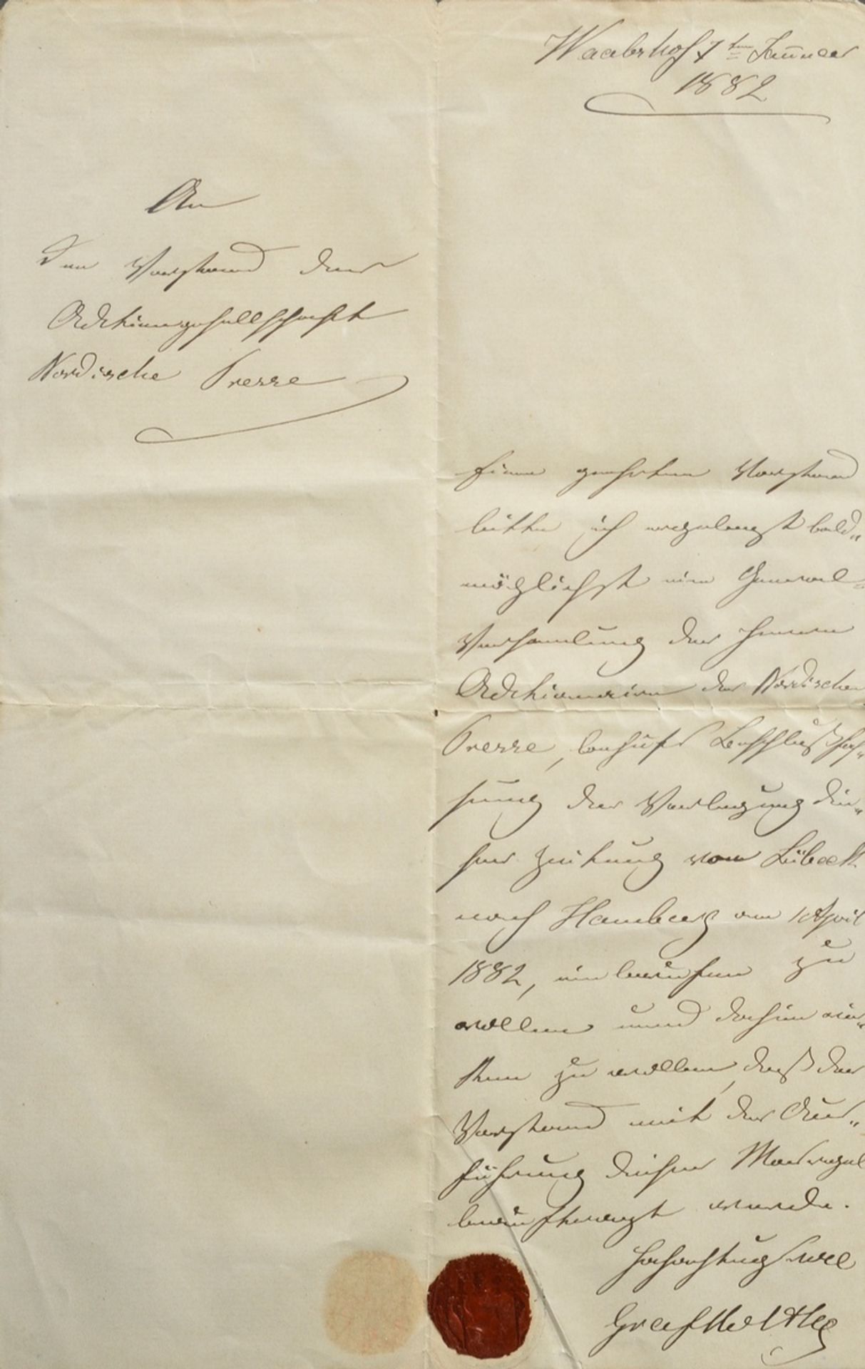 Autograph Count Helmuth von Moltke (1800-1891) "Letter to the joint-stock company Nordische Presse"