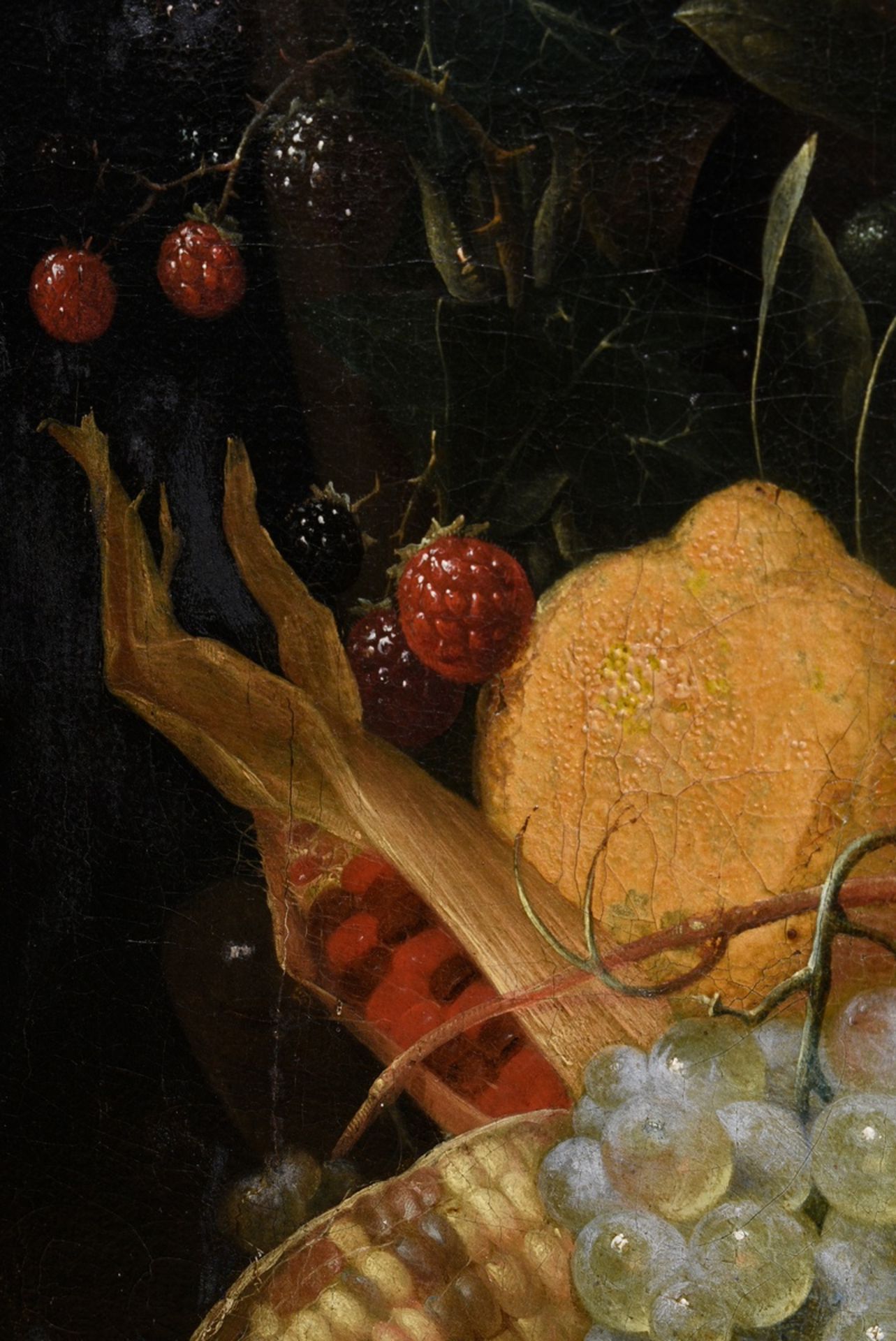 Son, Joris van (1623-1667) „Fruchtgirlande um Reliefbüste“ 1659, Öl/Leinwand doubliert, ehemals ova - Bild 4 aus 10