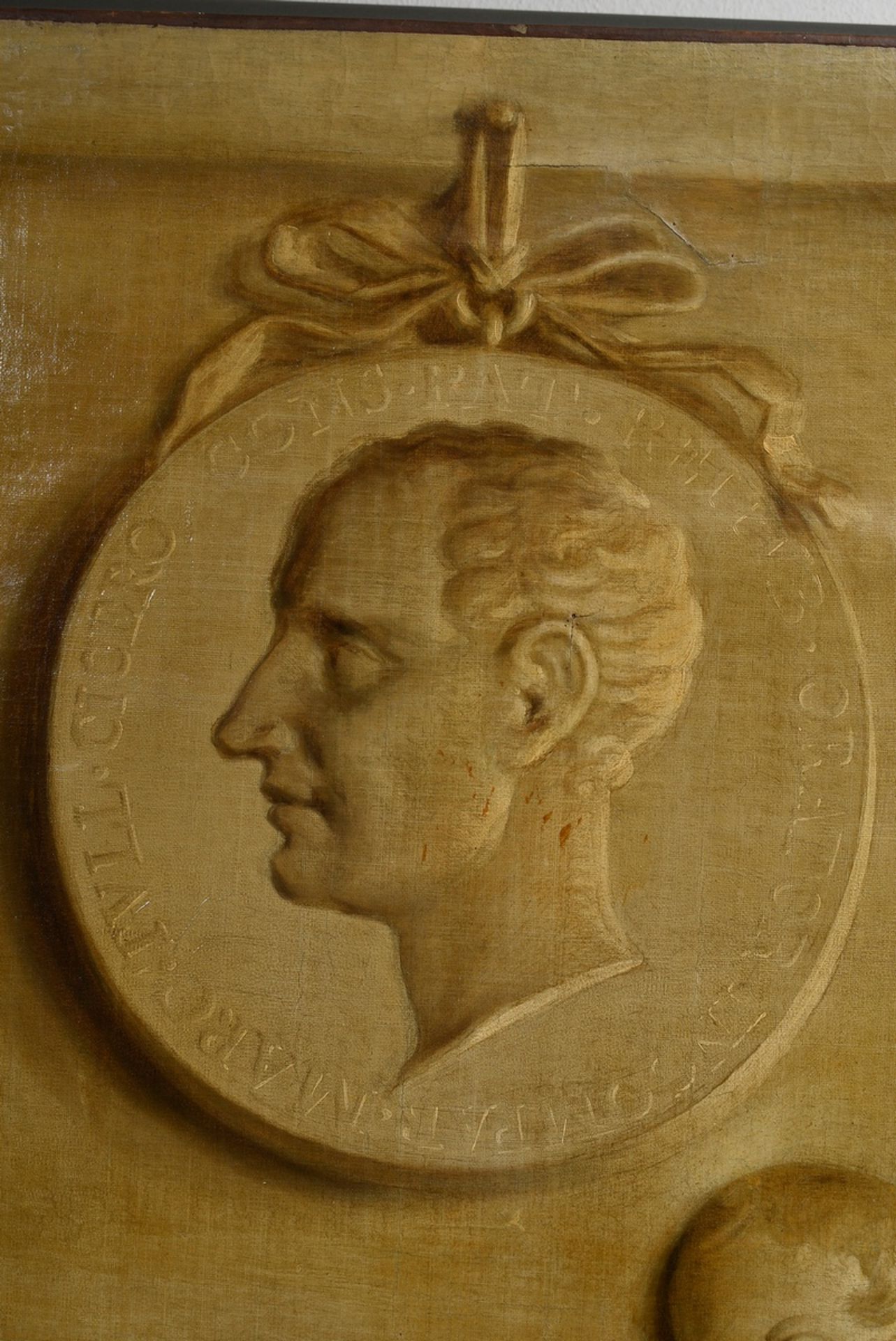 Unknown artist of the 18th c. "Portrait medallion of Cicero and two putti in relief - Image 2 of 8