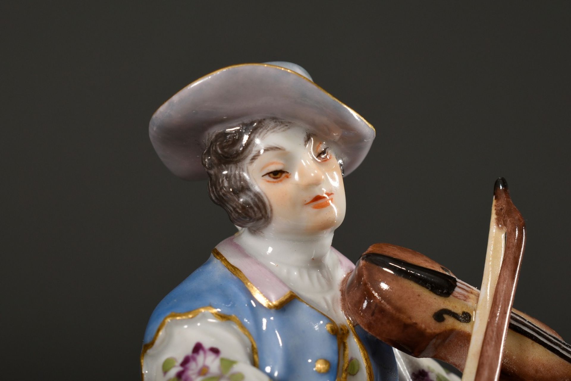 2 Various polychrome painted Meissen figurines Musicians from a series of 16 figurines "Galante Kap - Image 4 of 8