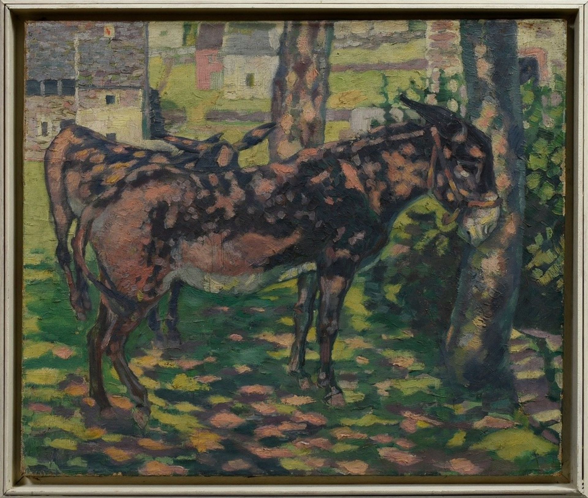 Fredderich, Rudolf (1886-1976) "Two donkeys in the penumbra", oil/canvas, 49x58cm (w.f. 54x63,5cm), - Image 2 of 3