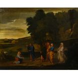Französischer Künstler des 19.Jh. "Jesus mit Jüngern in Samarien", Öl/Leinwand, kleine Defekte der