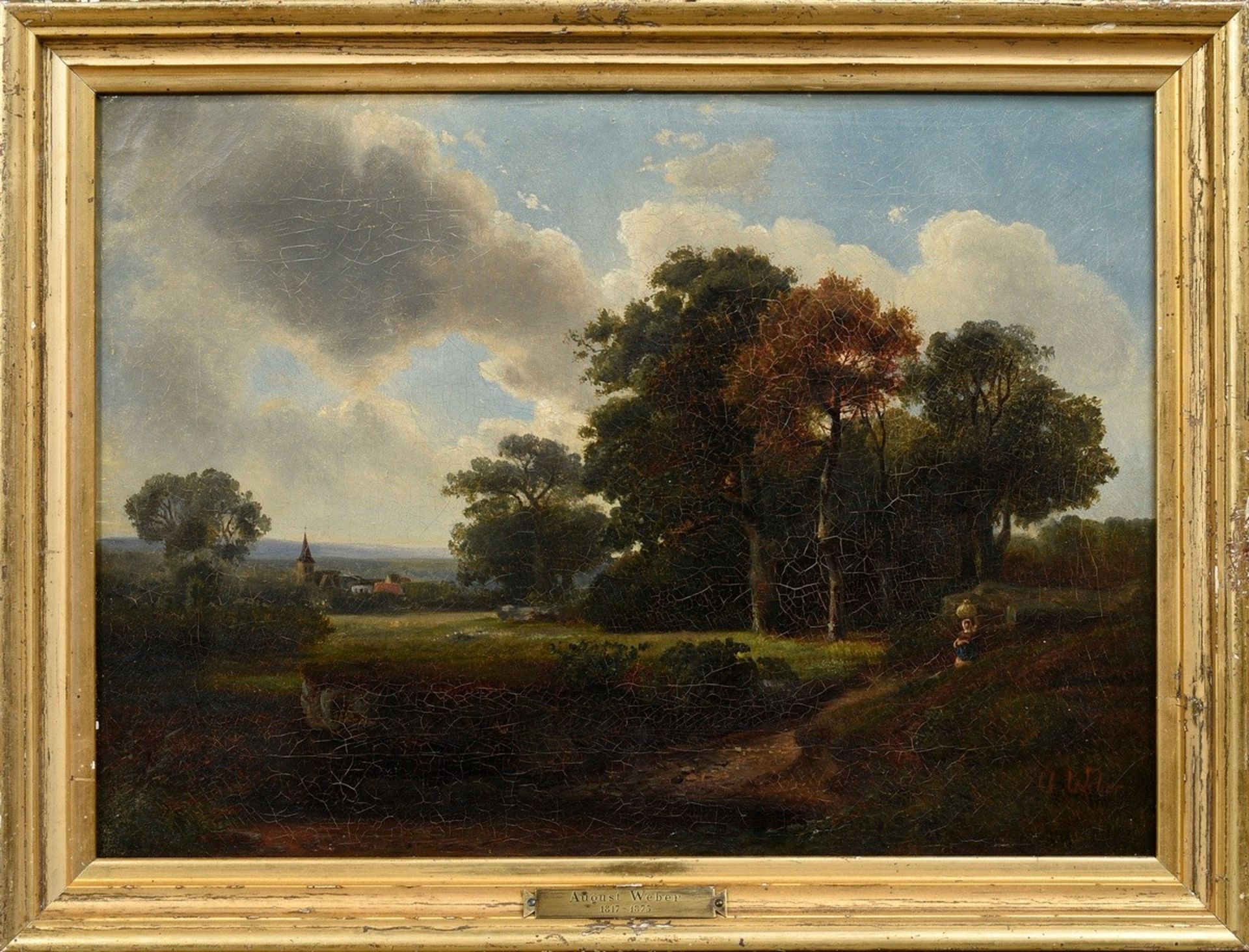 Weber, August (1817-1873) "Rural idyll with staffage", oil/canvas, sign. lower right, 28,6x39,5cm ( - Image 2 of 5