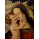 Andachtsbild „Muttergottes mit Kind“ wohl flämisch 17. Jh., Öl/Holz, 44x32,5cm (m.R. 60,5x50cm), Ri