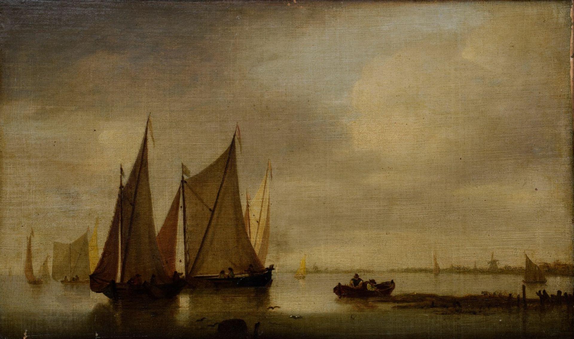 Cuyp, Albert (1620-1691) attributed "Sailor on the Ijsselmeer", oil/canvas, doubled, inscr. on adhe