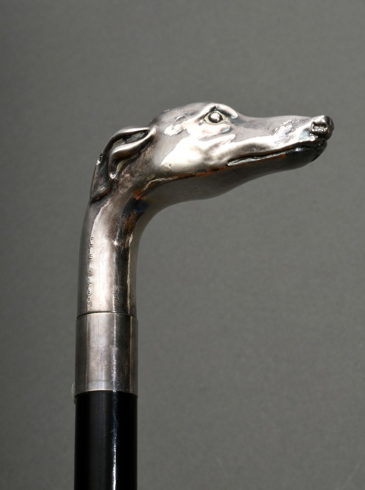 Walking stick with silver 925 handle "Greyhound", size 10 (h. 93cm)