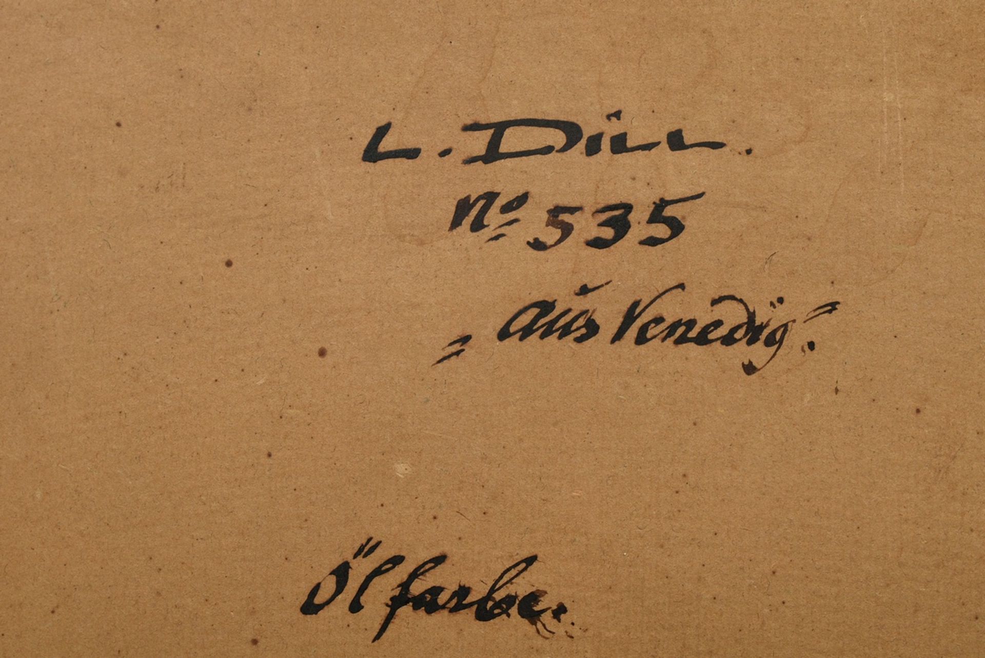 Dill, Ludwig (1848-1940) "Aus Venedig (Fischer)", Öl/Platte, u.r. sign., verso sign./betit./num. (5 - Bild 5 aus 5