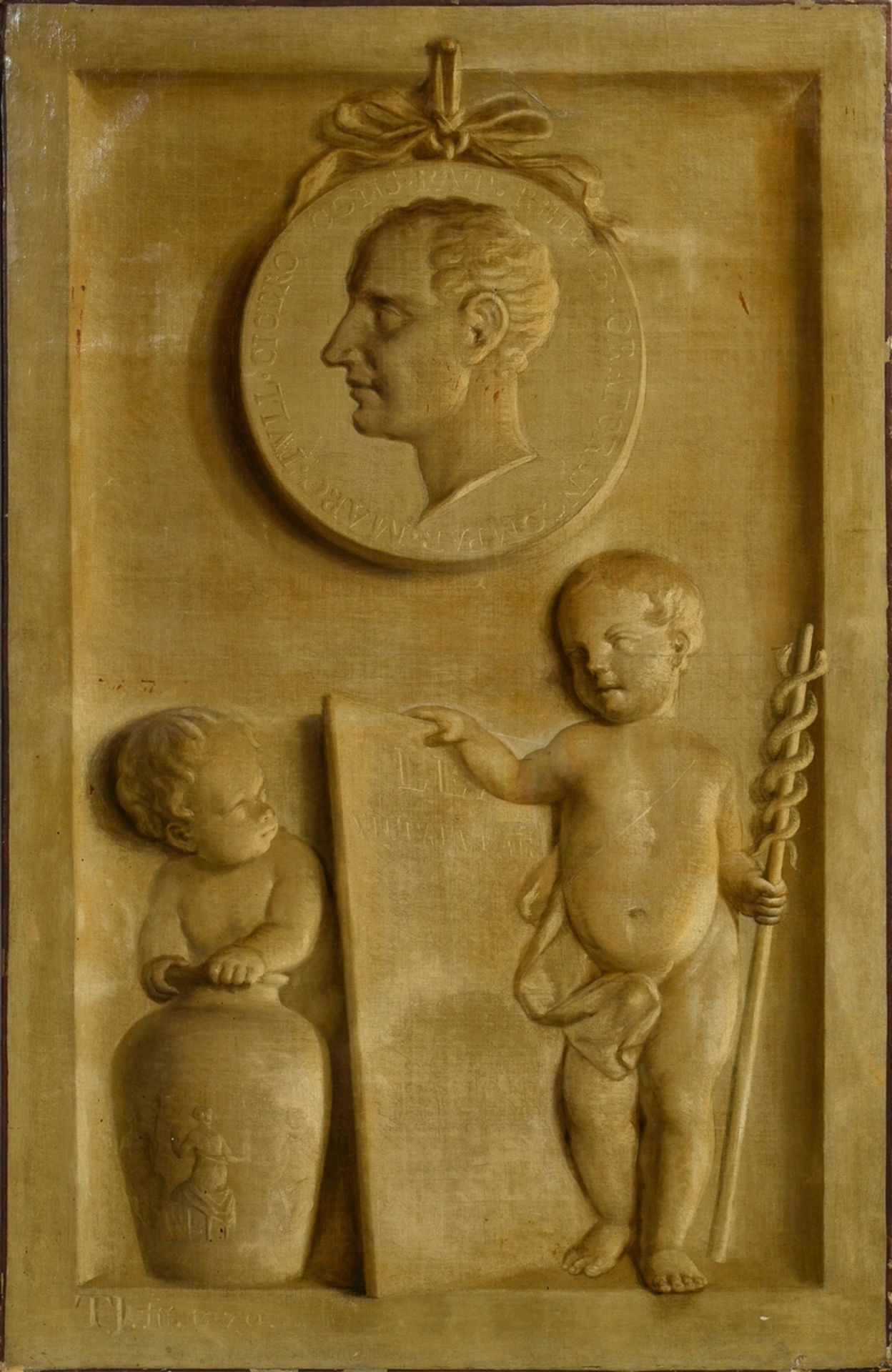 Unknown artist of the 18th c. "Portrait medallion of Cicero and two putti in relief