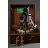 Englischer Messing Marine-Sextant in Original Holzkasten "R.M. Barrett, West India Road, London", i