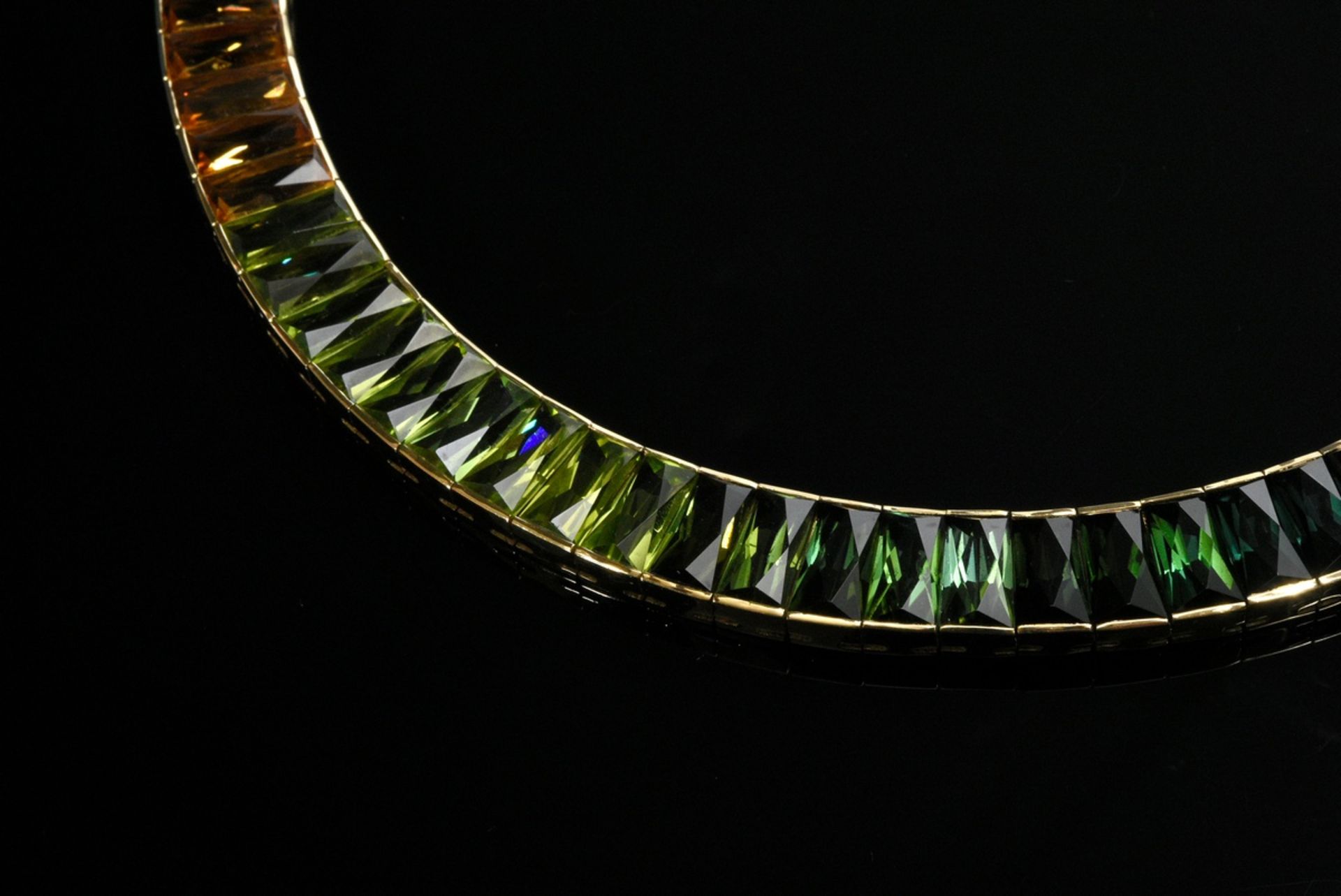 Hans Stern yellow gold 750 "Rainbow" necklace with 77 coloured gemstones (amethysts, topazes, tourm - Image 4 of 7