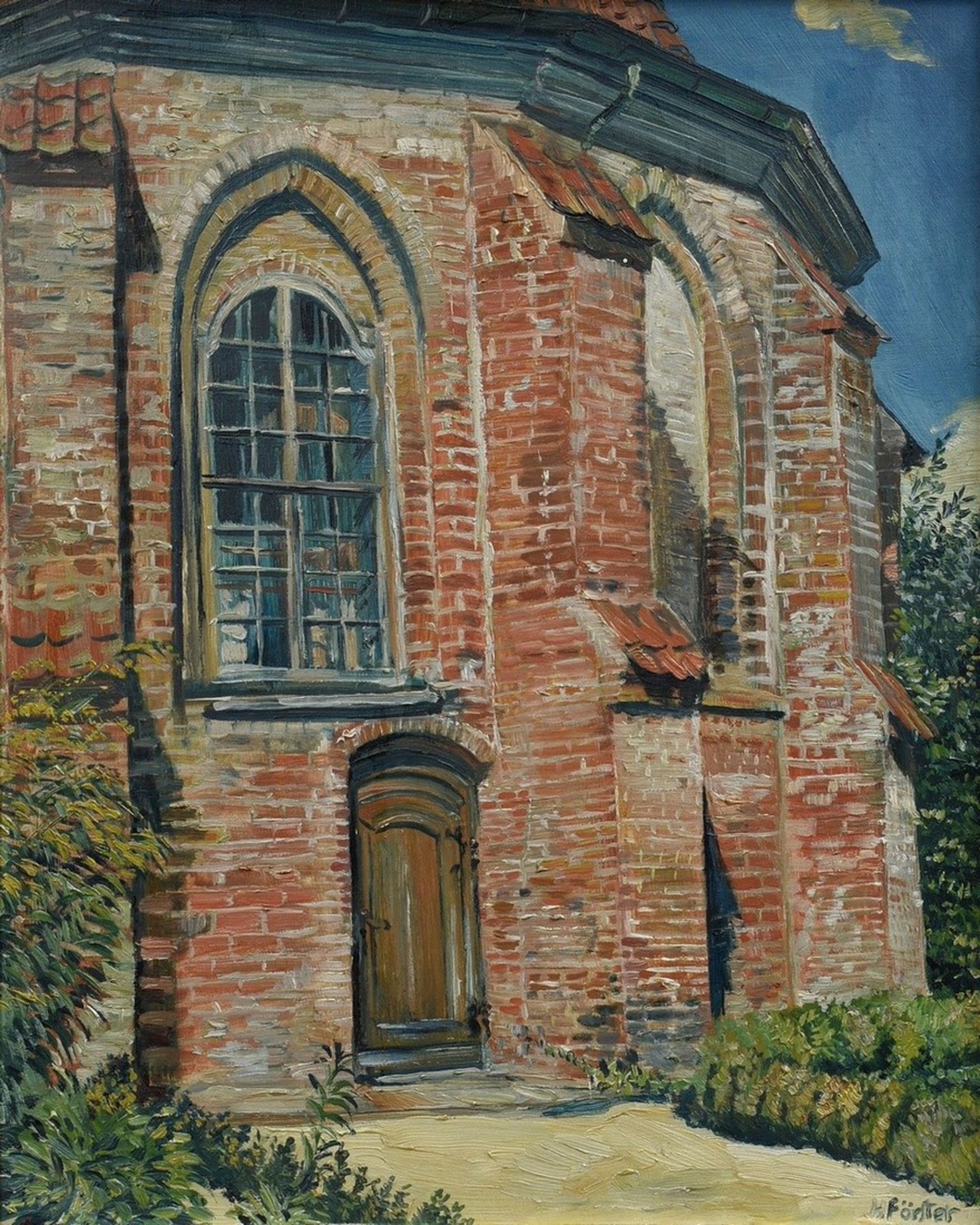 Förster, Hans (1885-1966) "St. Johannis in Neuengamme", Öl/Malkarton, u.r. sign., 46,2x37,4cm (m.R.