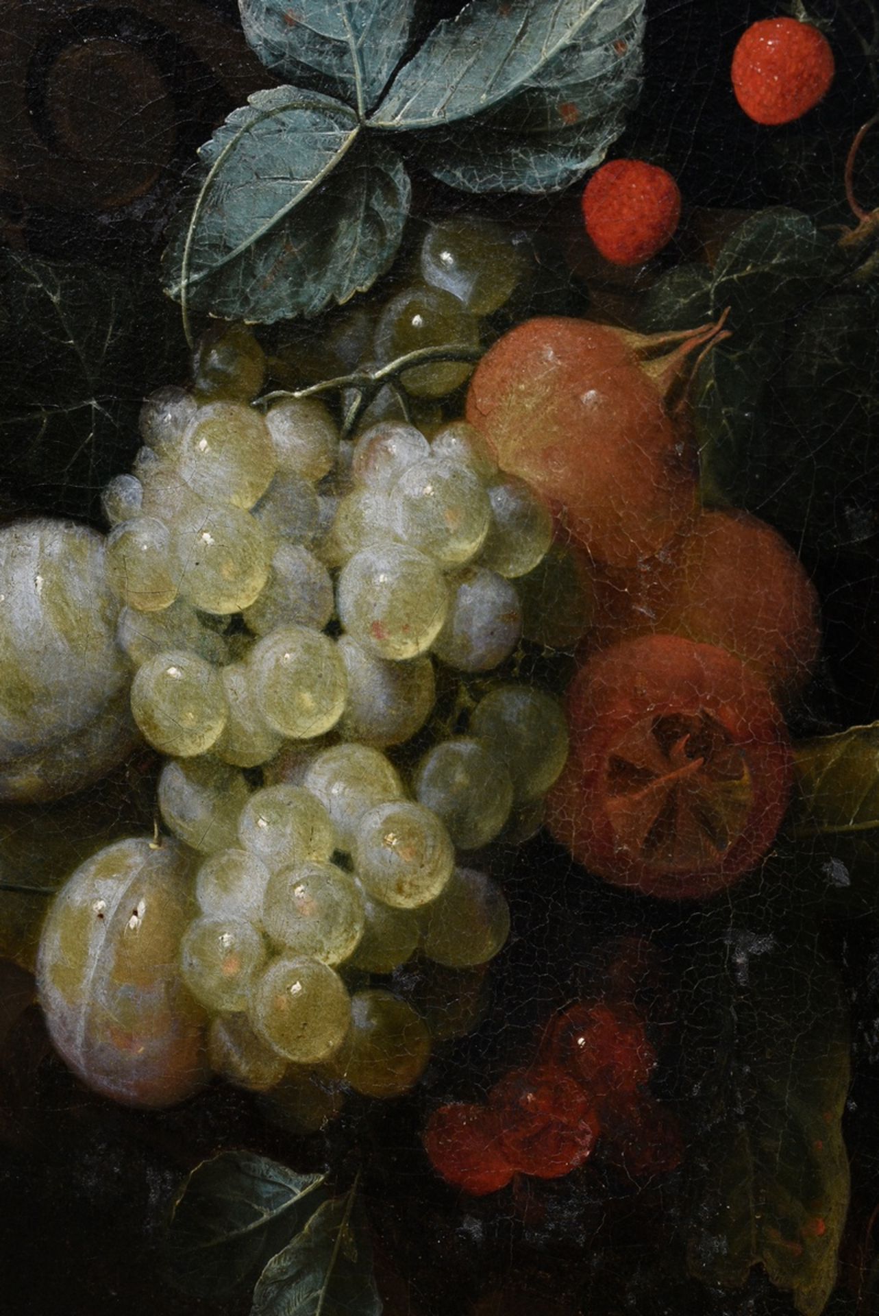 Son, Joris van (1623-1667) „Fruchtgirlande um Reliefbüste“ 1659, Öl/Leinwand doubliert, ehemals ova - Bild 6 aus 10