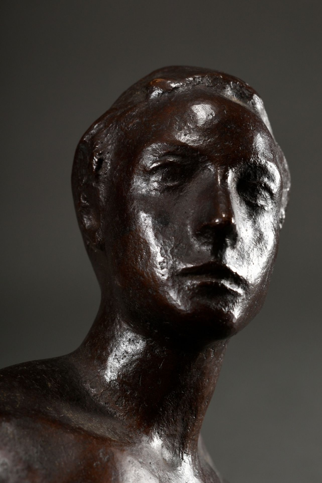 Scheibe, Richard (1879-1964) "Ascending" 1945, bronze, dark patina, with marble base, sign. on the  - Image 6 of 11
