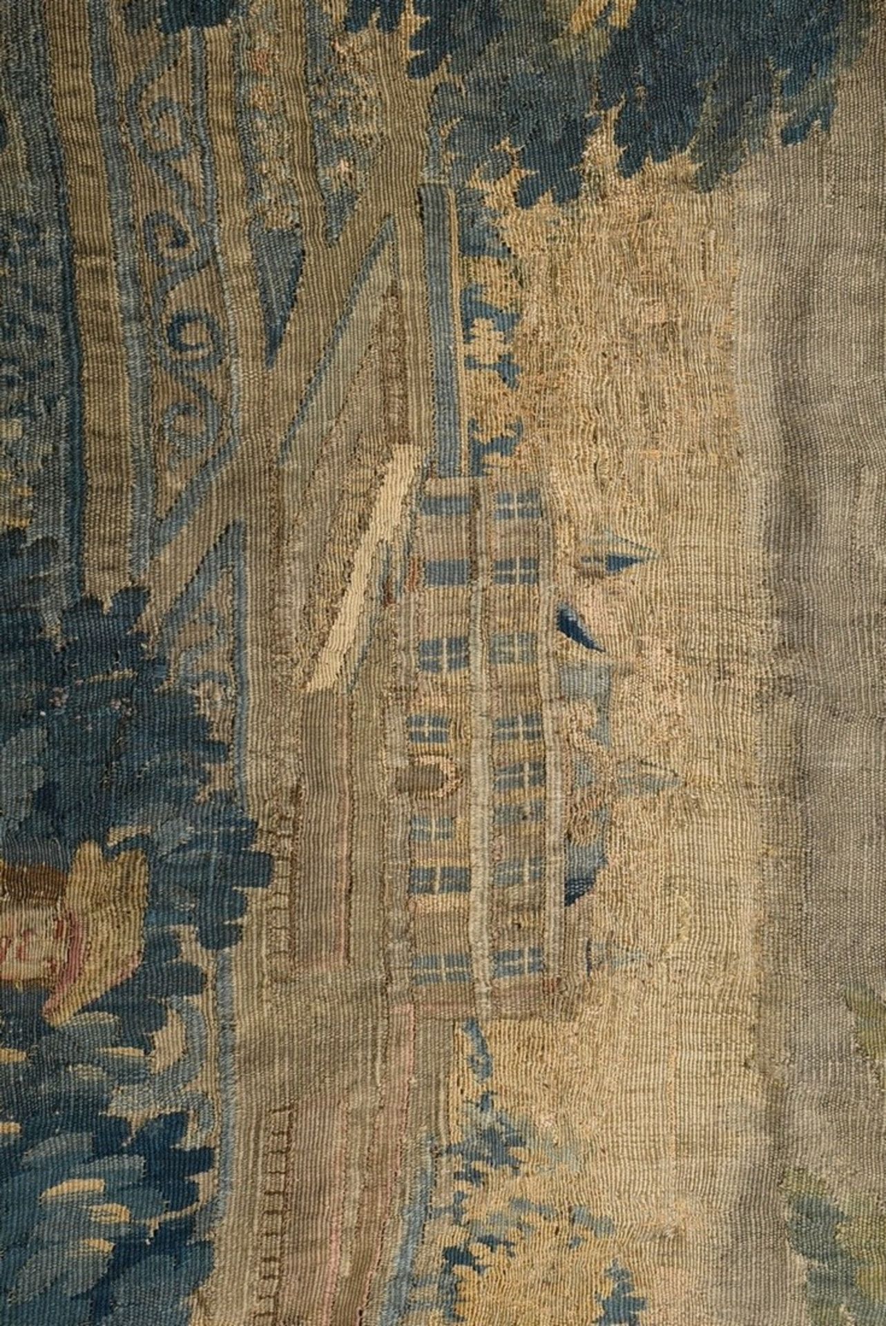 Antique tapestry "Paille Maille playing persons in front of castle architecture", wool/cotton, nort - Image 6 of 11