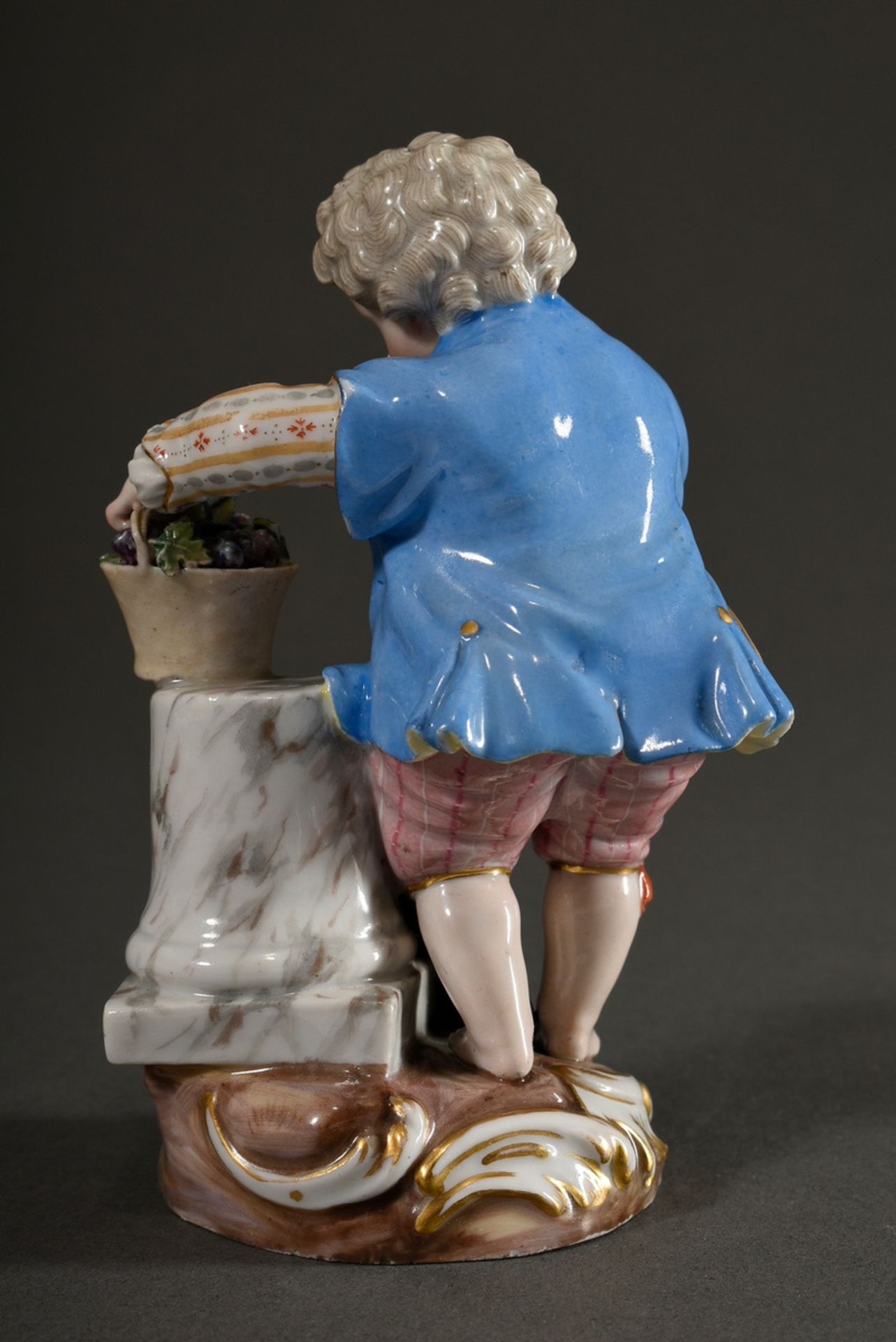 Meissen figurine "Gardener's child with grapes", polychrome painted, design: Michel Victor Acier, e - Image 3 of 7