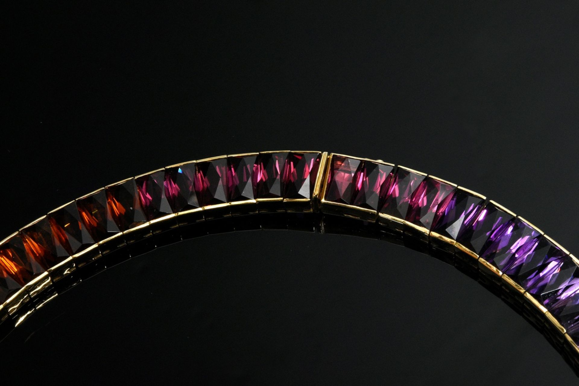 Hans Stern yellow gold 750 "Rainbow" necklace with 77 coloured gemstones (amethysts, topazes, tourm - Image 3 of 7