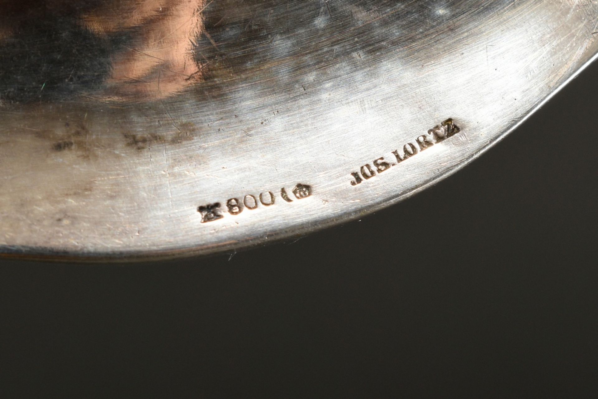 Sauciere with curved features on a base, Wilkens, jeweler's mark: Jos. Lortz, silver 800 inside gil - Image 8 of 8