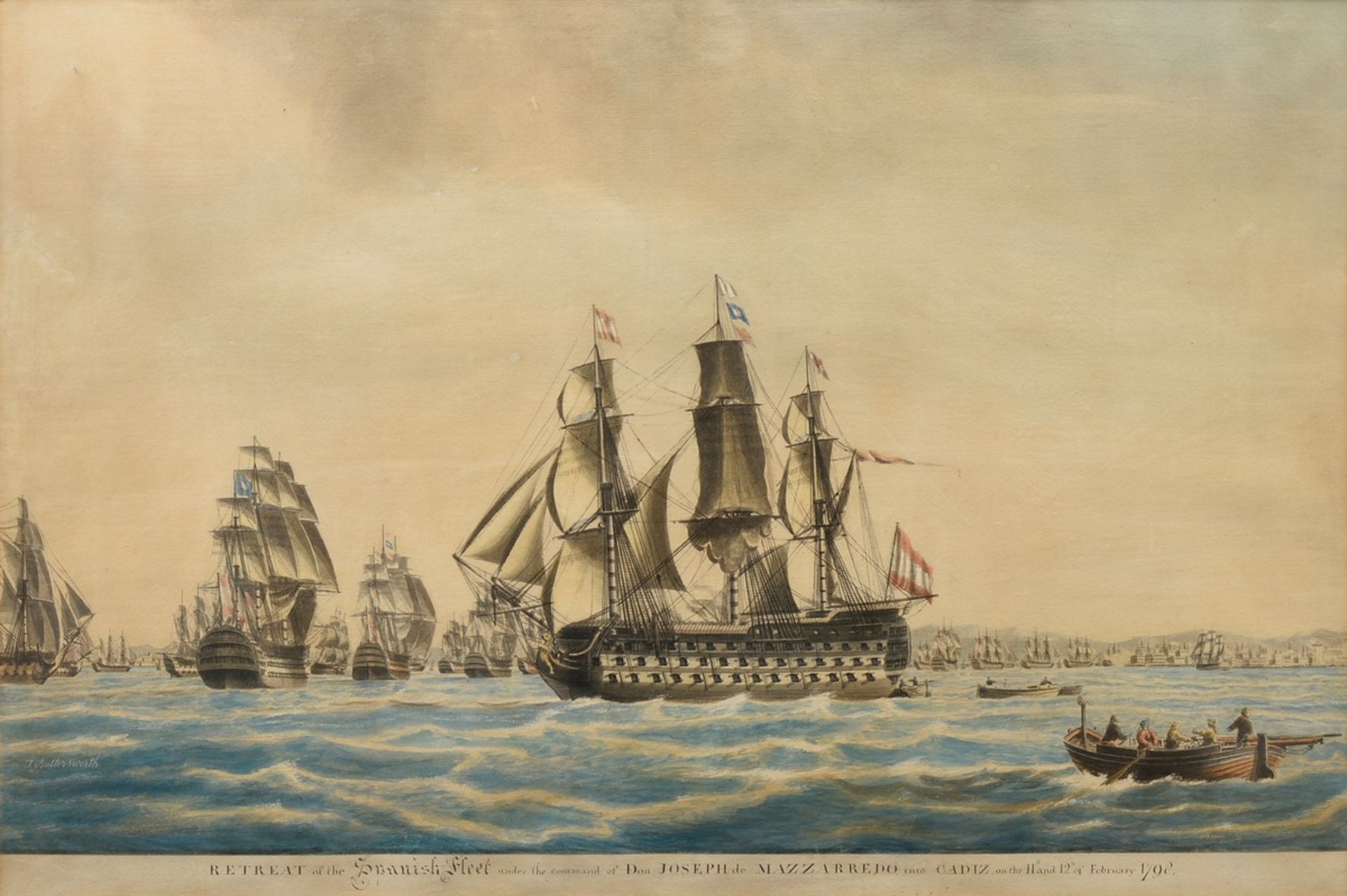 Buttersworth, Thomas (c.1768-1842) "Retreat of the Spanish Fleet under the command of Don Joseph de