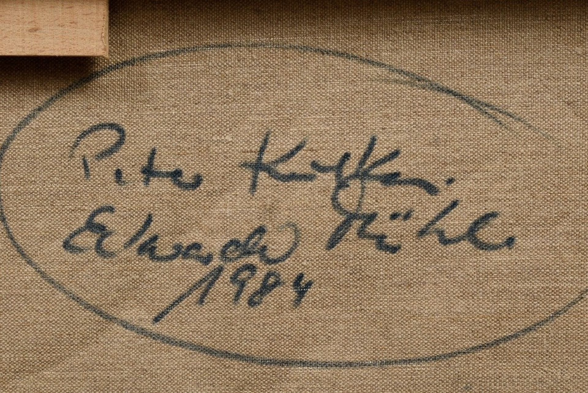 Kuckei, Peter (1938-2023) "...zuvogelblau" 1984, oil/canvas, verso sign./date./titl., 42x40,5cm - Image 3 of 3