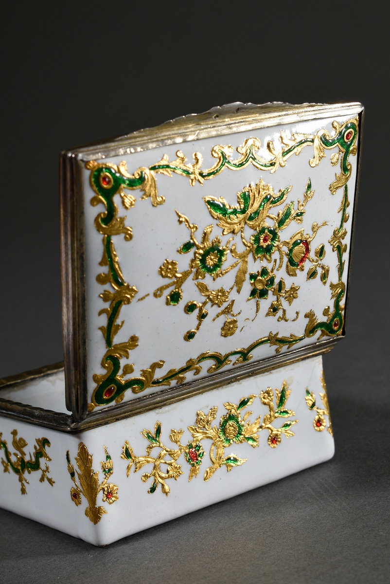 Baroque enamel de Saxe tabatiere of rectangular form with gold ornament "flower tendrils and birds" - Image 6 of 6