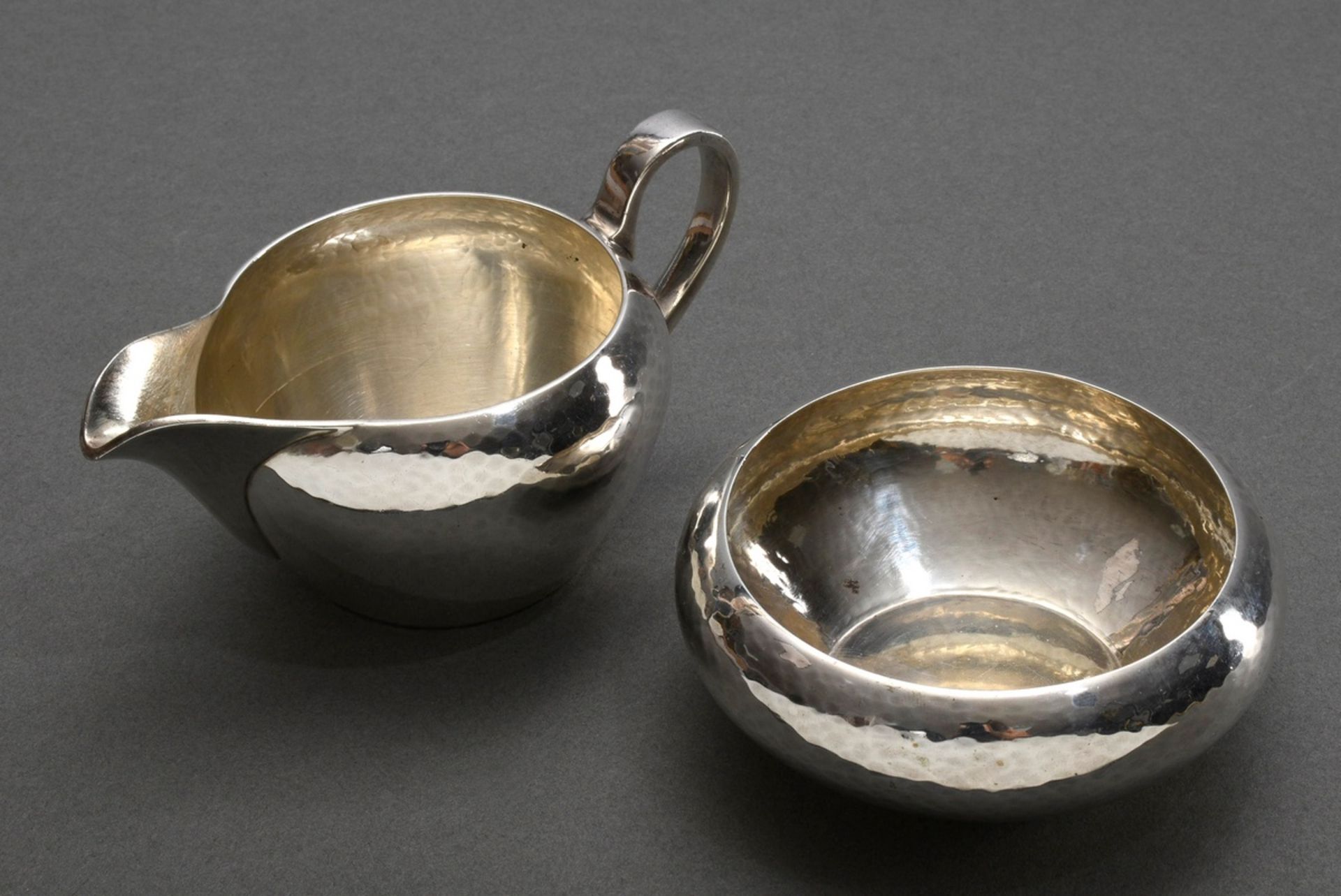 2 Parts sugar bowl and cream pourer, MM: BWKS, silver 835, 254g, h. 4/6,7cm