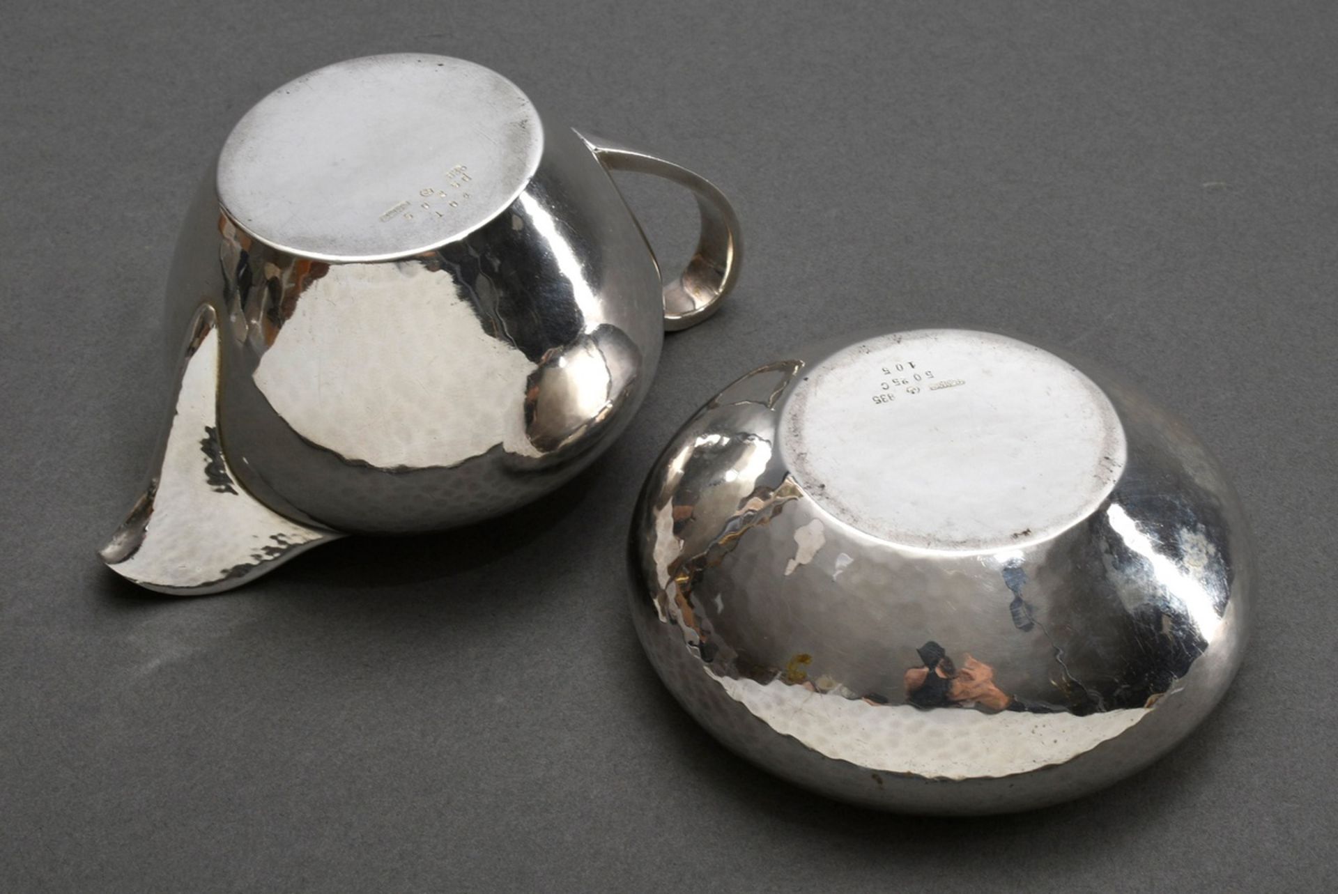 2 Parts sugar bowl and cream pourer, MM: BWKS, silver 835, 254g, h. 4/6,7cm - Image 2 of 4