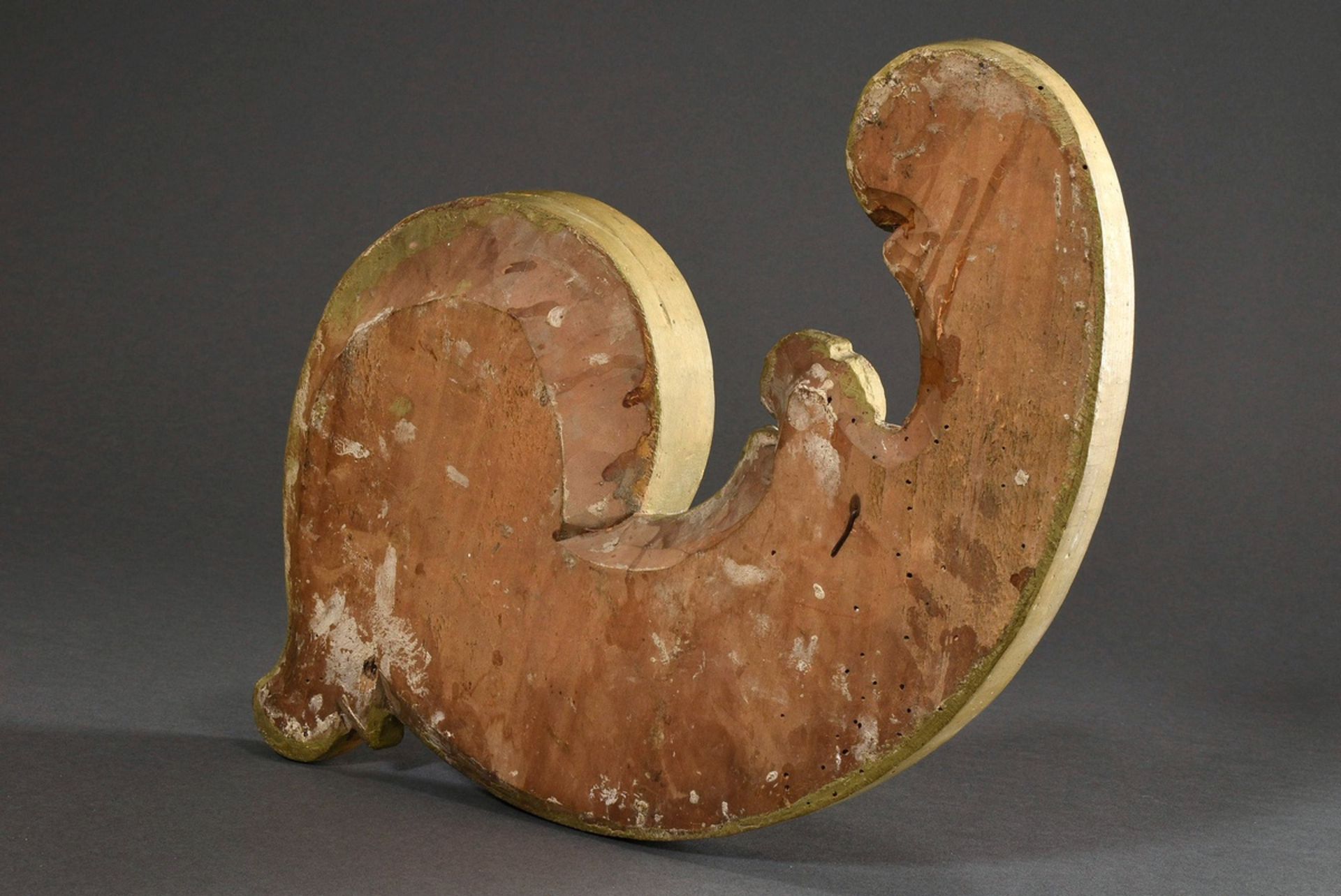 Carving "Volute", lime wood gilded and silvered, ca. 41x28x8cm, small defects - Image 2 of 3