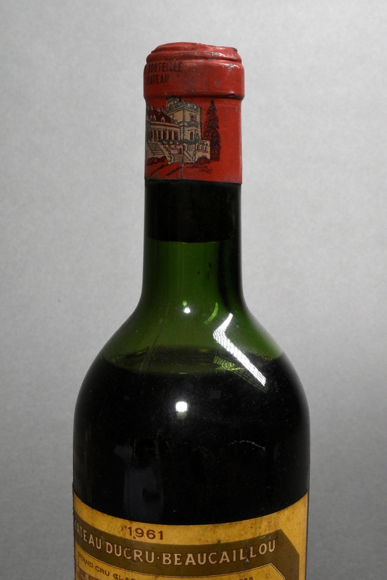 Flasche 1961 Chateau Ducru-Beaucaillou, Rotwein, Bordeaux, Saint Julien, 0,75l, ms, durchgehend gut - Bild 3 aus 4
