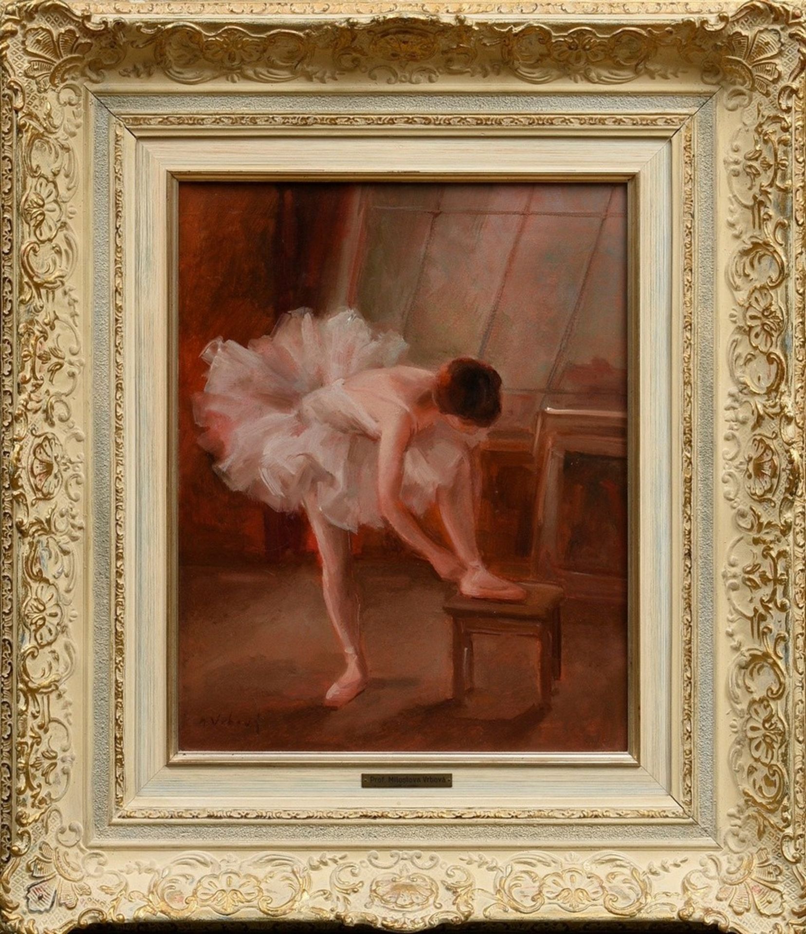 Urbova-Stefkova, Miloslava (1909-1991) "Ballet Dancer", oil/hardboard, b.l. signed, verso inscr., p - Image 2 of 7