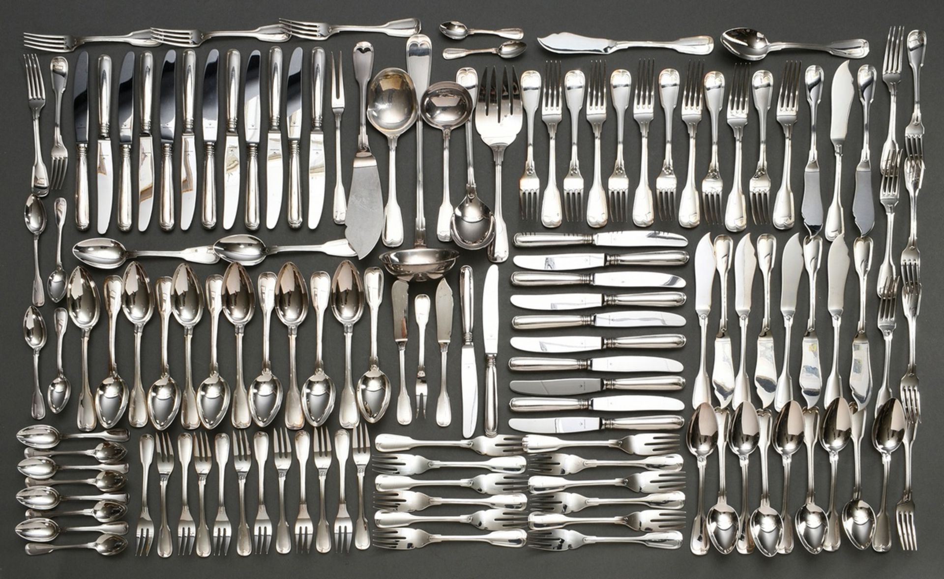 132 pieces Wilkens cutlery "Augsburger Faden" for 12 persons, silver 800, 5360g (without knives), c