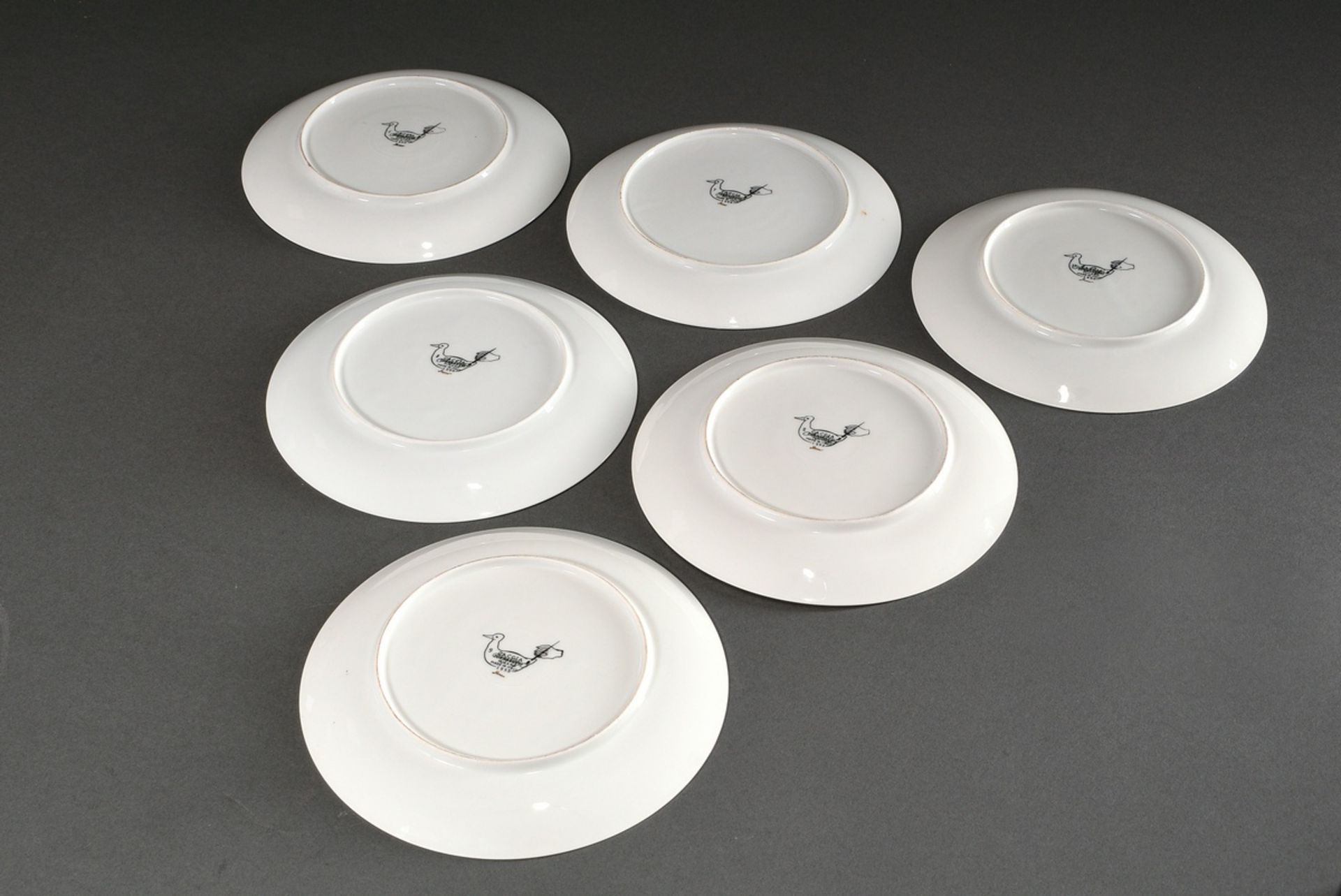 6 Fornasetti, Piero (1913-1988) plate with various sepia prints "bird motifs with hunting weapons"  - Image 5 of 10