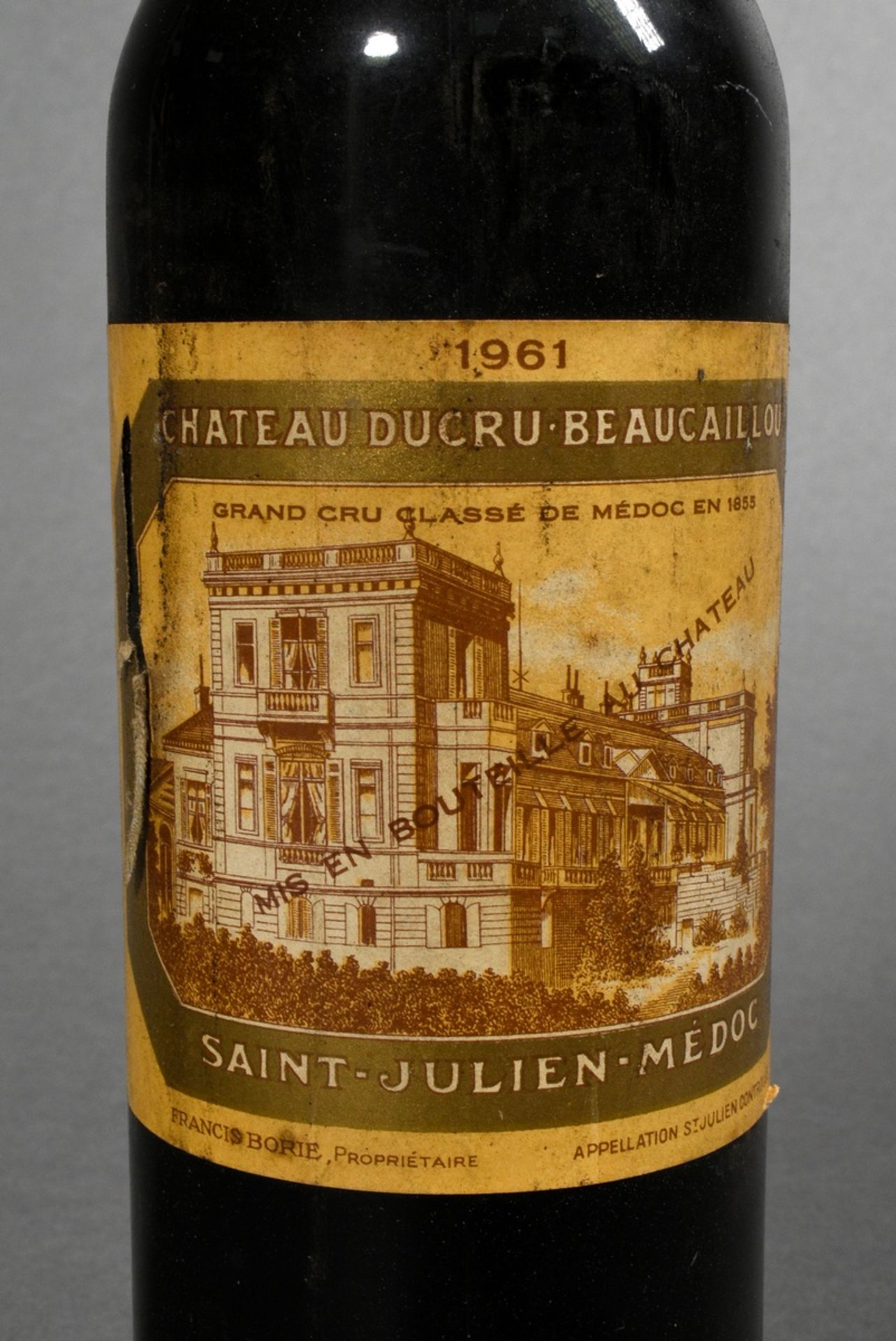 Flasche 1961 Chateau Ducru-Beaucaillou, Rotwein, Bordeaux, Saint Julien, 0,75l, ms, durchgehend gut - Bild 2 aus 4