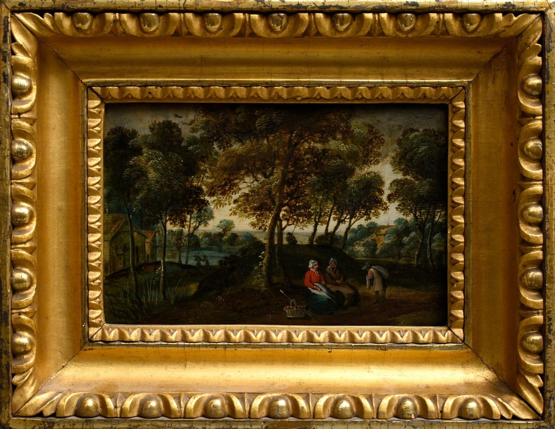 Pair of small paintings by an unknown artist of the 17th/18th c. "River Landscapes", oil/copper res - Image 3 of 11