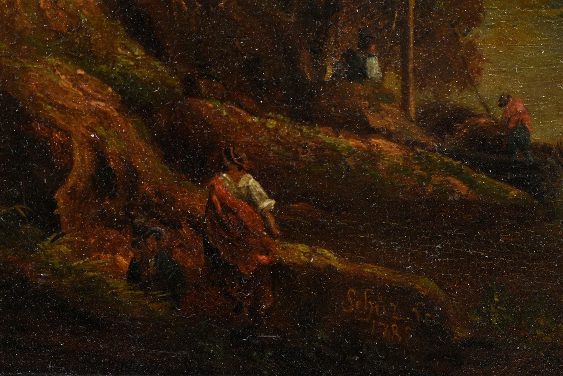 Schütz (or Schüz), Christian Georg (1718-1791) "Rhenish River Landscape" 1785, oil/wood, b. sign./d - Image 3 of 6