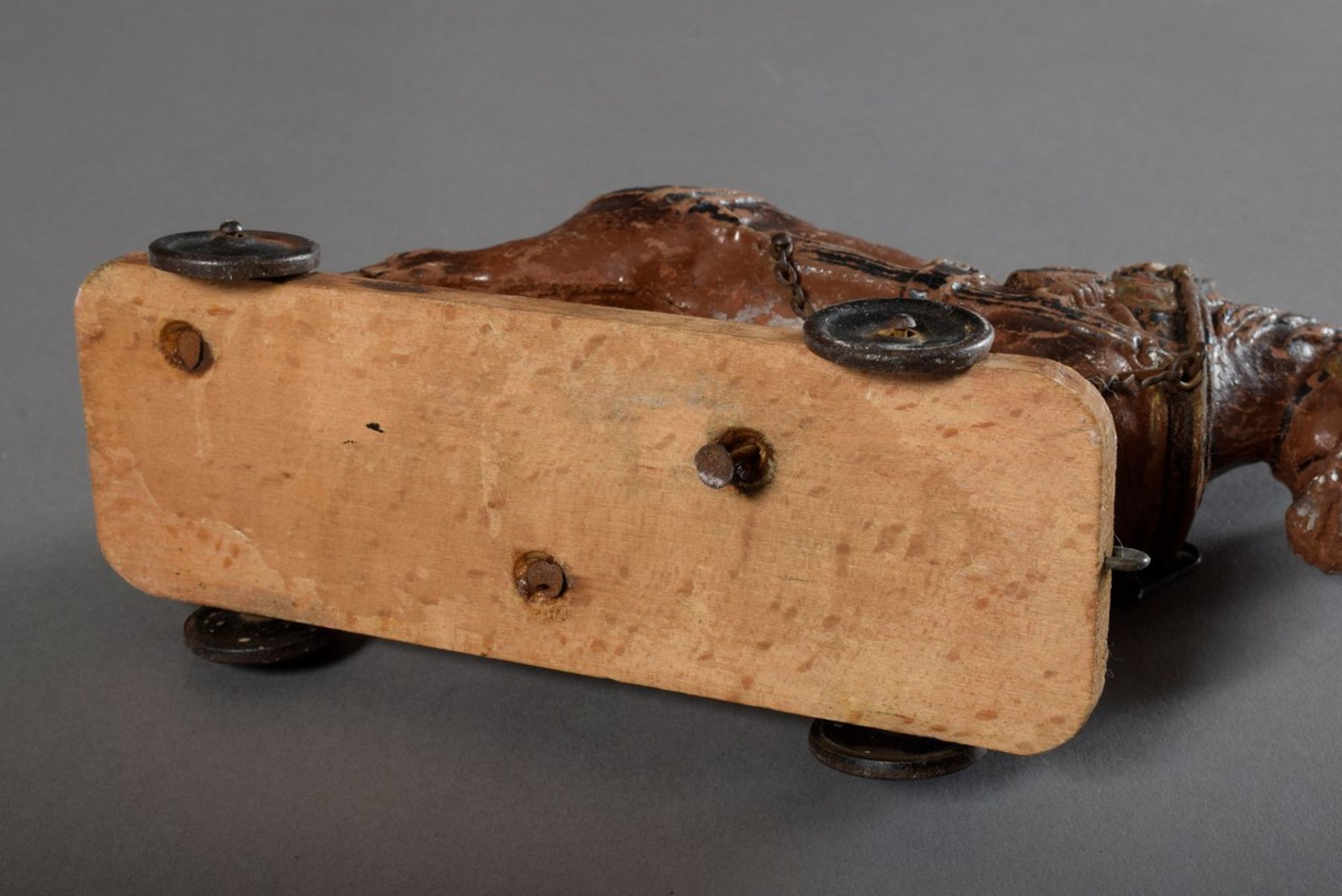 2 Parts old toys for children: "Carriage" and "Horse on wheels", wood with remains of old paint, 13 - Image 5 of 7