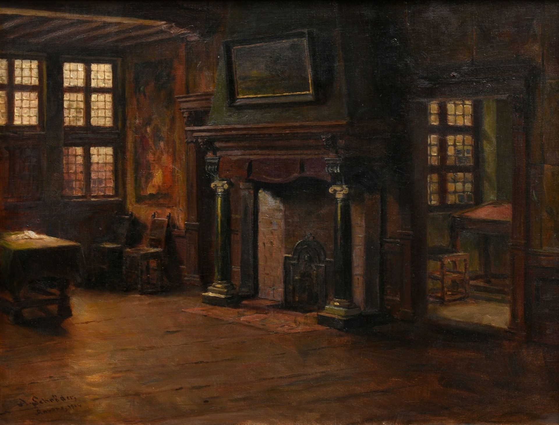Schröder, Albert Friedrich (1854-1939) "Interior (Antwerp)" 1914, oil/canvas, b.l. sign./inscr./dat