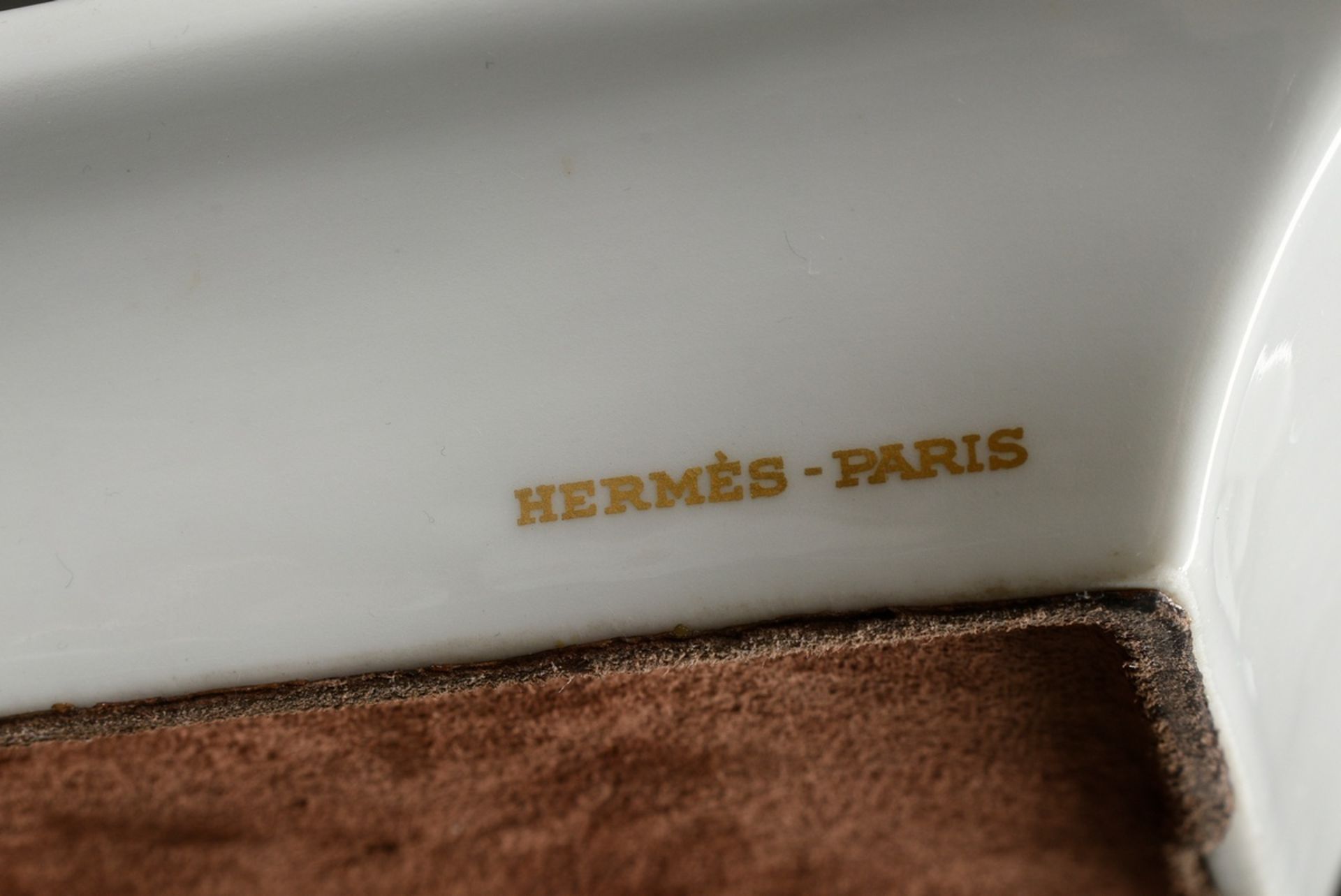 Hermès ashtray with print decoration "Partridge and ears of corn", 19x15,5cm - Image 4 of 5